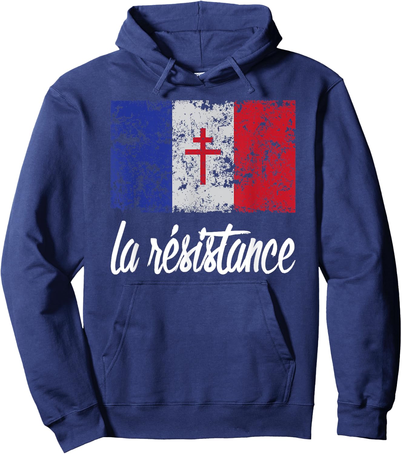 Distressed France Flag La Resistance Proud French Hoodie - Hoodie | Navy