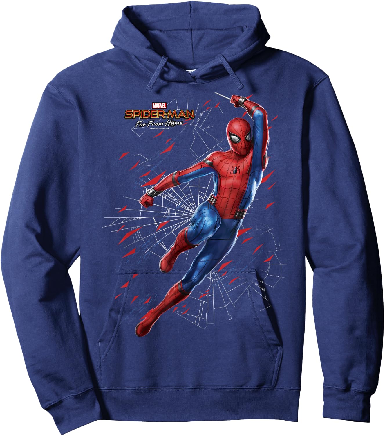Marvel Spider-Man Far from Home Web Swing Shatter Portrait Hoodie - Hoodie | Navy