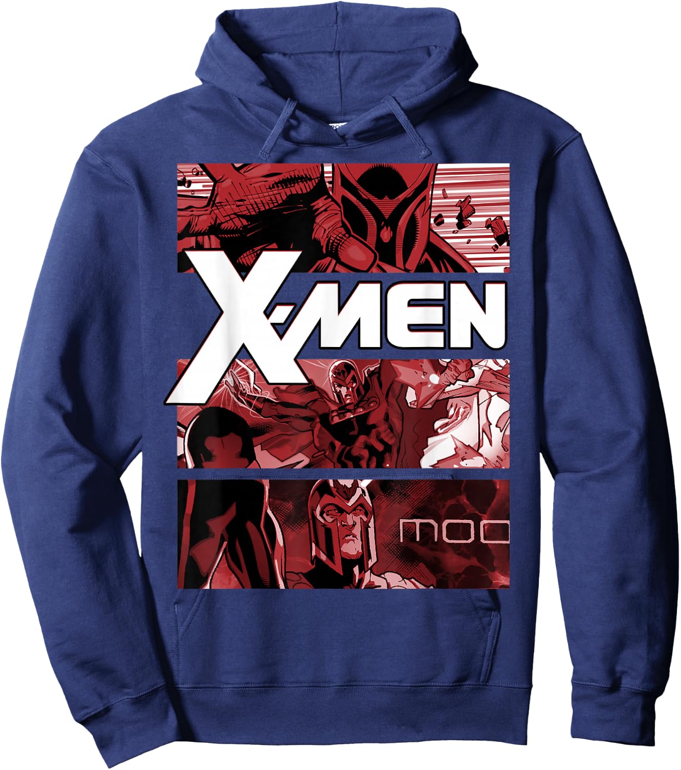 Marvel X-Men Magneto Comic Panel Art Stack Graphic Hoodie - Hoodie | Navy