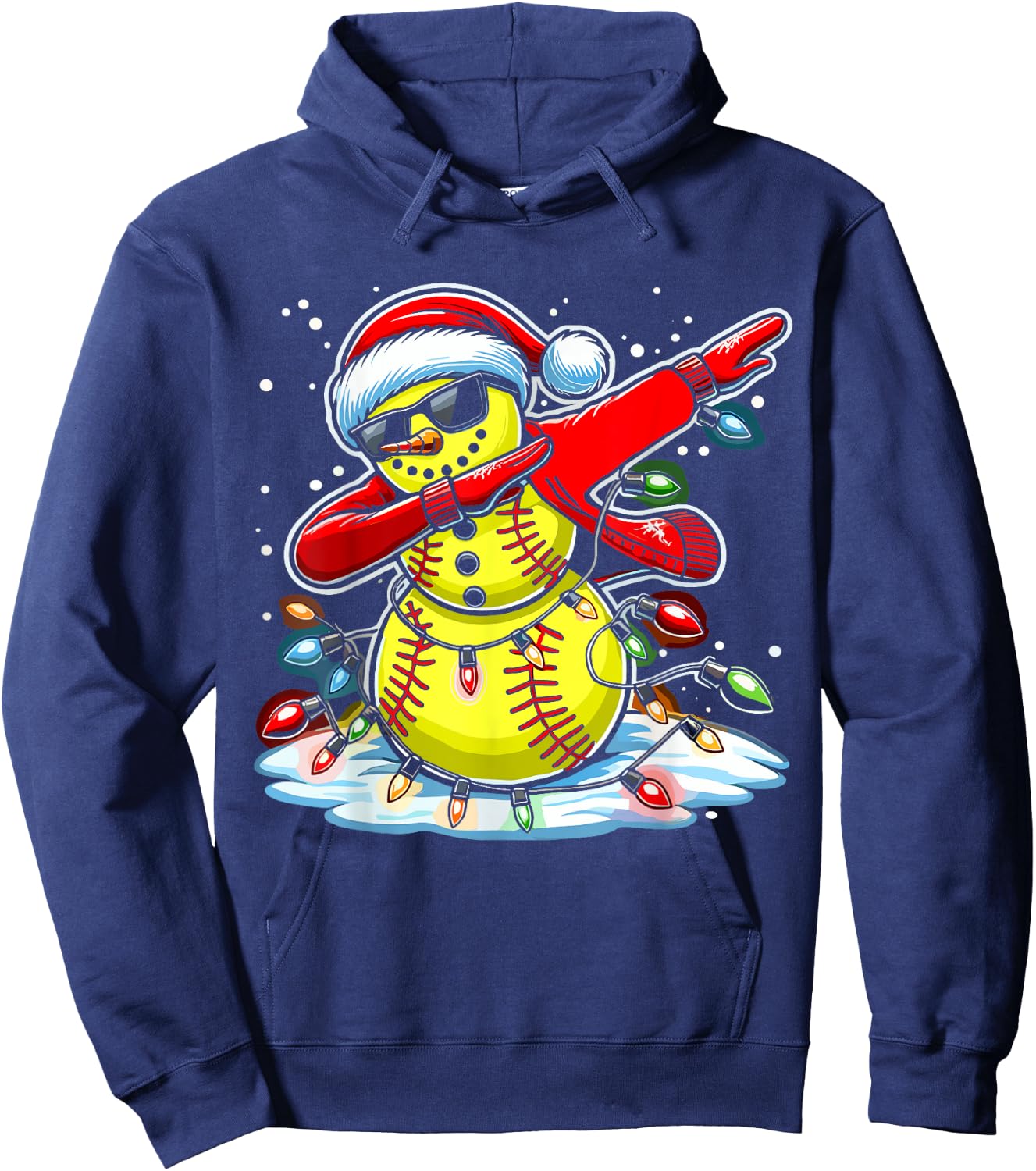 Dabbing Christmas Softball Snowman Girls, Softball Christmas Hoodie - Hoodie | Navy