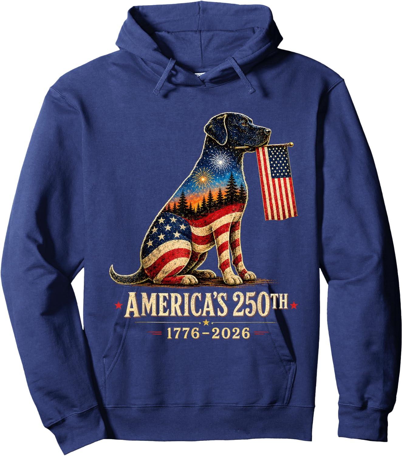 Labrador Retriever America's 250th Anniversary 4th of July Hoodie - Hoodie | Navy