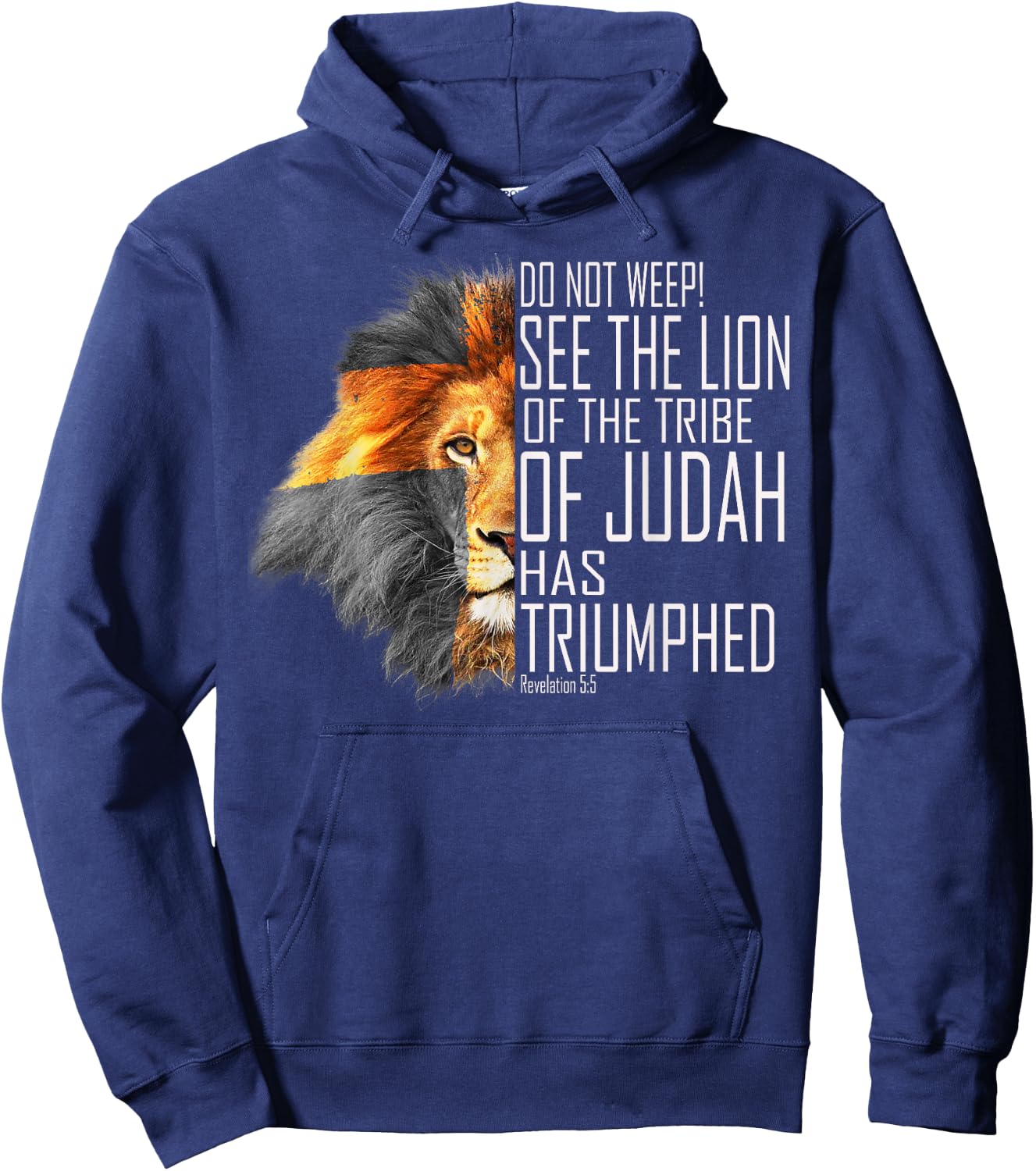 See The Lion of the Tribe of Judah has Triumphed Bible Hoodie - Hoodie | Navy