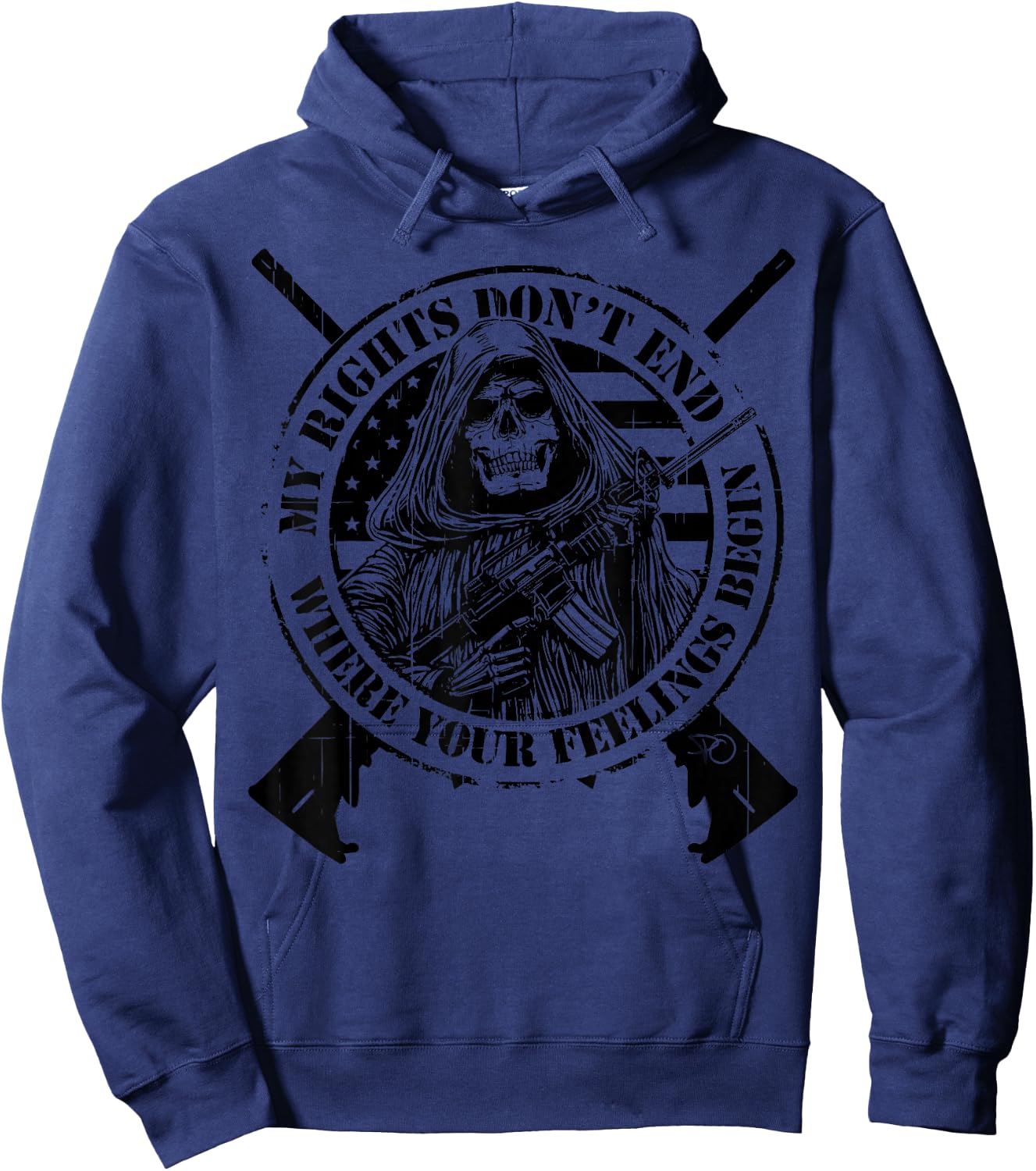 AR-15 My Rights Don’t End Where Your Feelings Begin Skull Hoodie - Hoodie | Navy