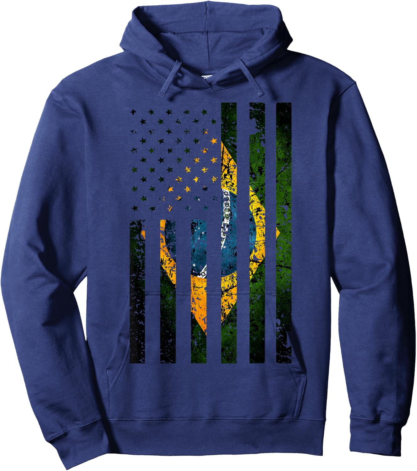 Brazil Brazilian Roots American Flag | Half Brasil Half USA Kids Men Hoodie - Hoodie | Navy