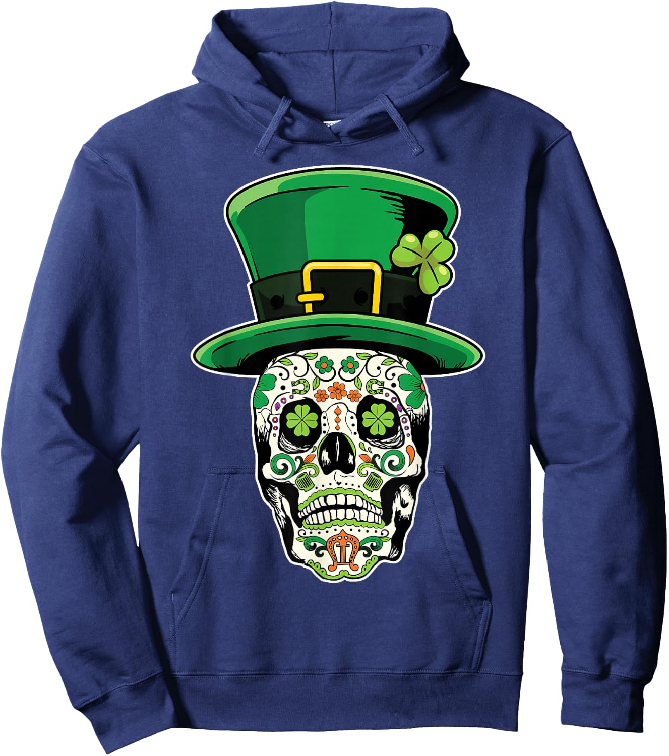 Sugar Skull Saint Patricks Day of Dead Hoodie - Hoodie | Navy