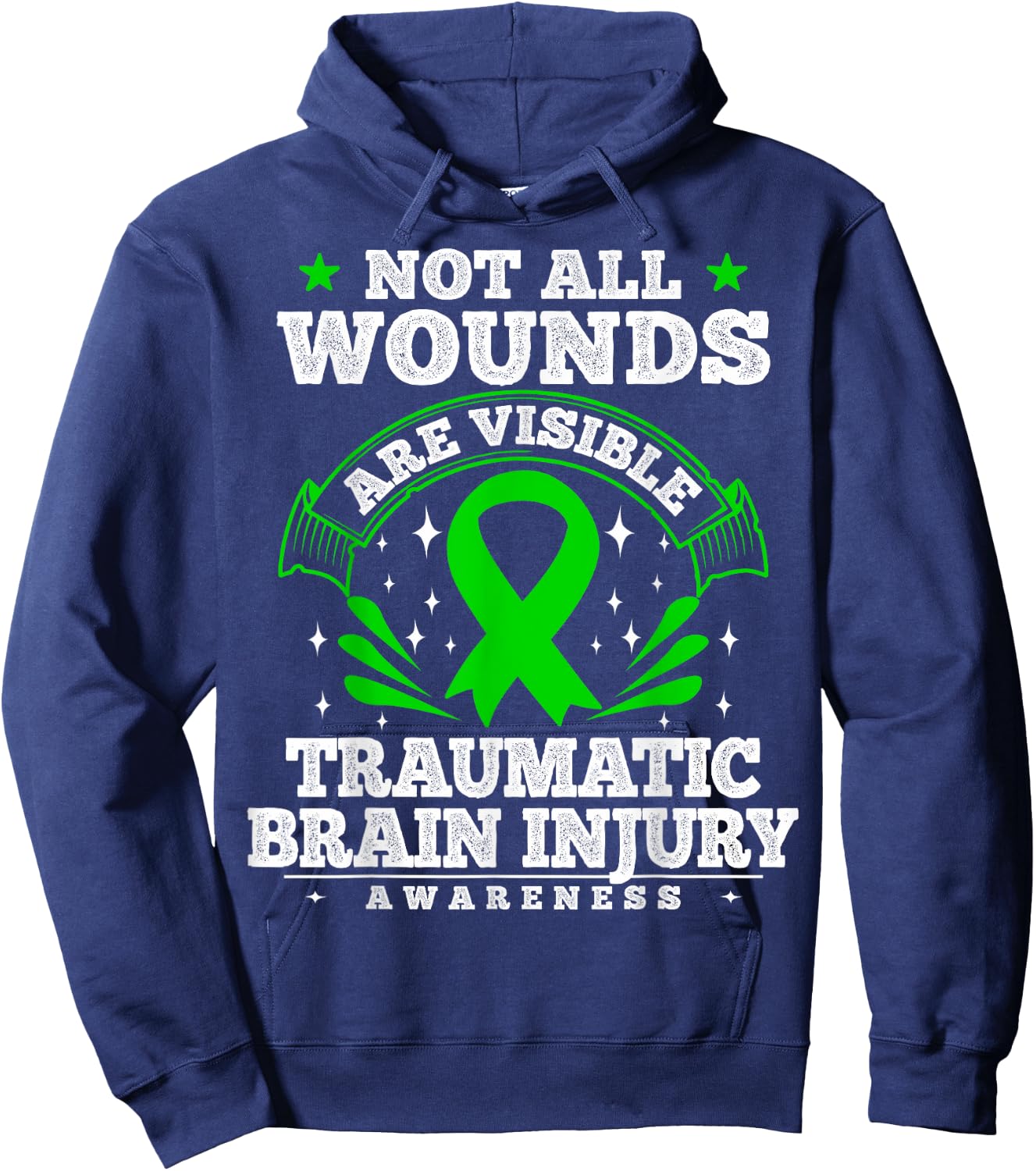 Traumatic Brain Injury Survivor - TBI Awareness Ribbon Hoodie - Hoodie | Navy