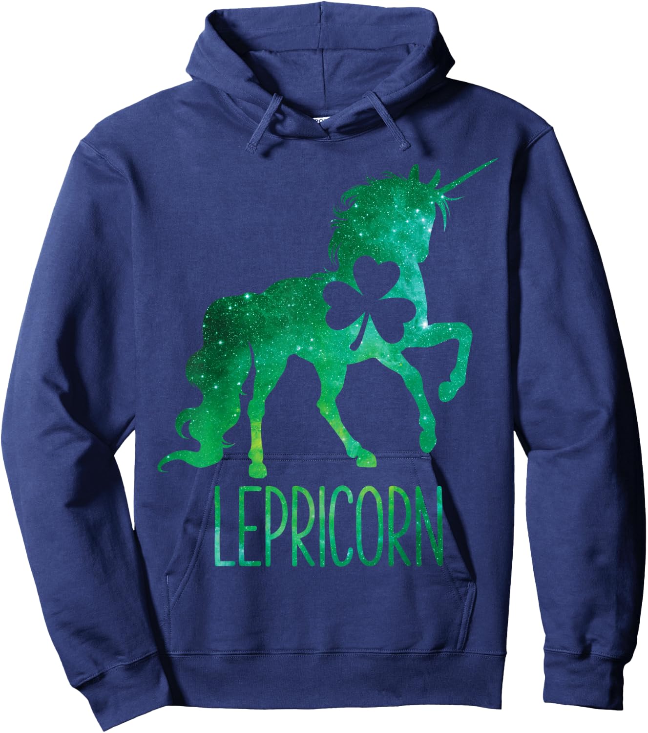 Lepricorn Unicorn St Patricks Day Girls Women Shamrock Space Hoodie - Hoodie | Navy