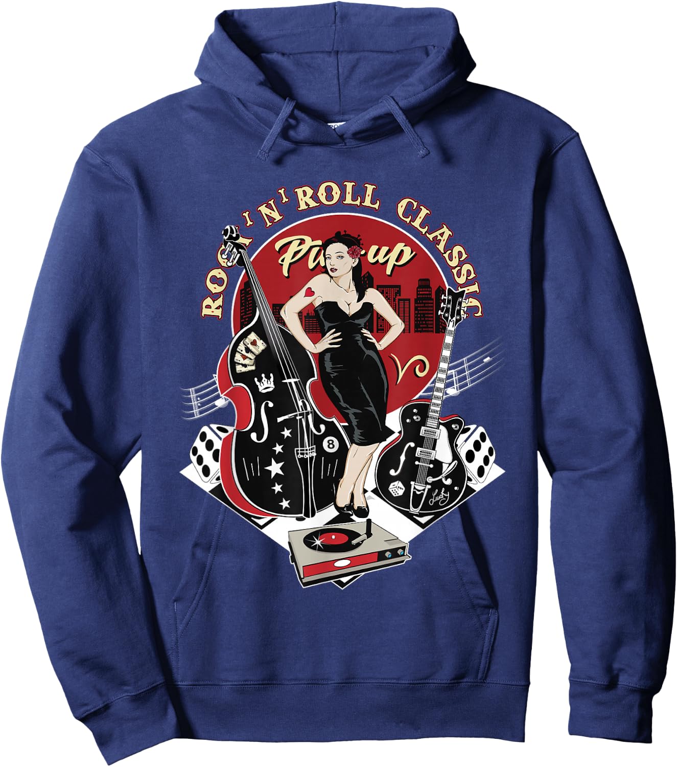 Rockabilly 1950s Sock Hop Dance Doo Wop Clothes Retro Pinup Hoodie - Hoodie | Navy