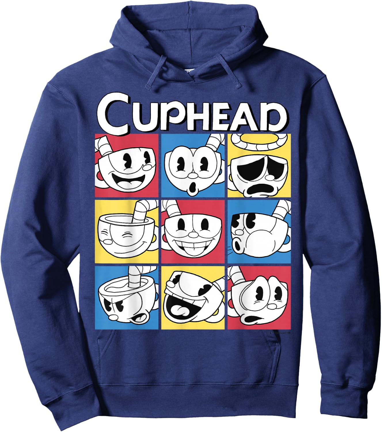 Cuphead Nine Squares of Different Emotions Hoodie - Hoodie | Navy
