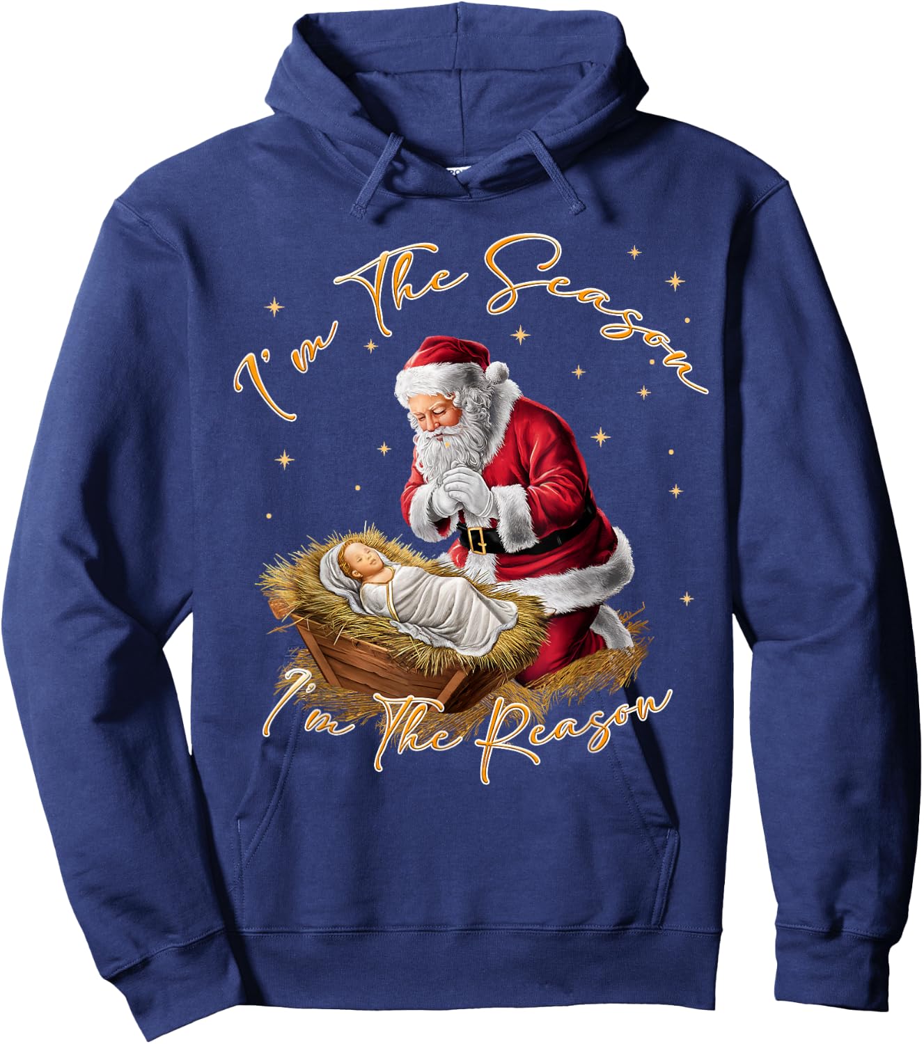 Retro I'm The Season I'm The Reason Santa Religious Xmas Hoodie - Hoodie | Navy