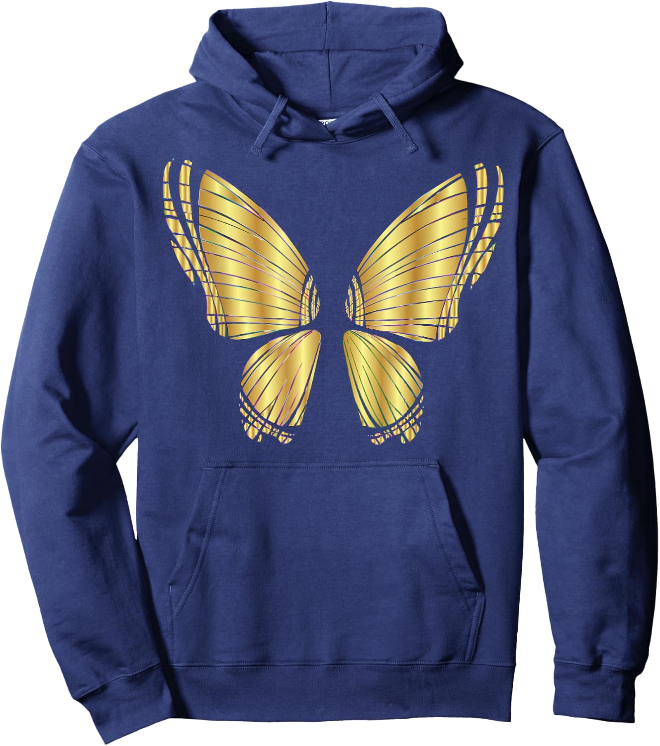 Metallic Gold Butterfly Garden Flying Hoodie - Hoodie | Navy