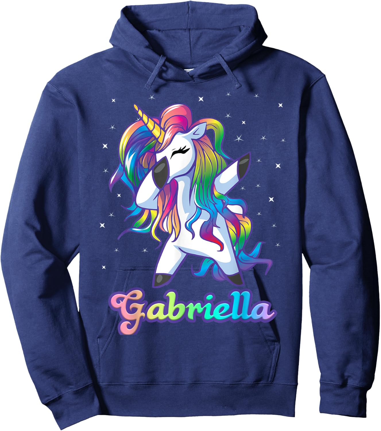 GABRIELLA Name Personalized Custom Rainbow Unicorn Dabbing Hoodie - Hoodie | Navy