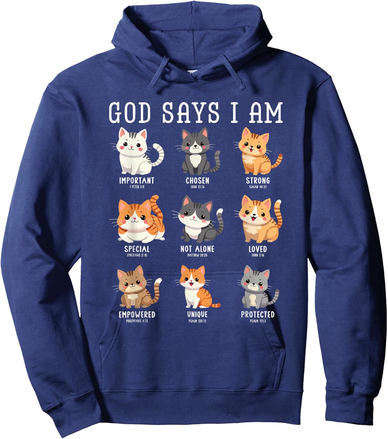 God Says I Am Cat Cute Cats Lover Bible Verse Christian Hoodie - Hoodie | Navy