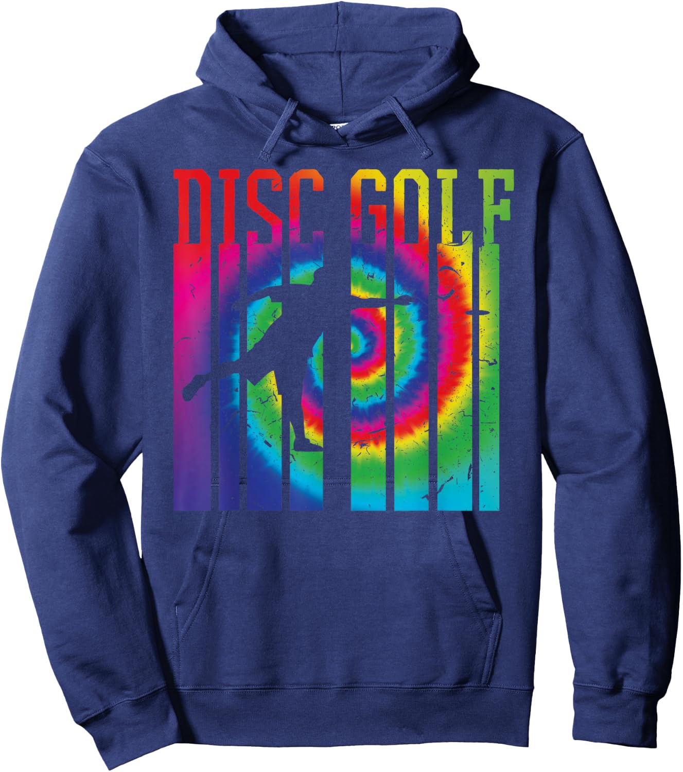 Retro Disc Golf Silhouette Shirt | Vintage Tie Dye Frisbee Hoodie - Hoodie | Navy