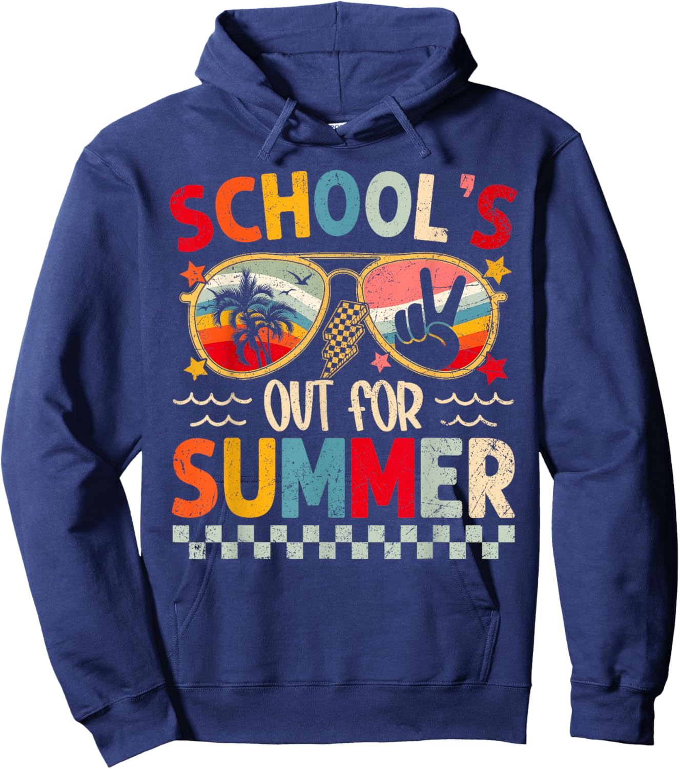 Schools Out for Summer Last Day Sunglasses Boy Girl Teacher Hoodie - Hoodie | Navy