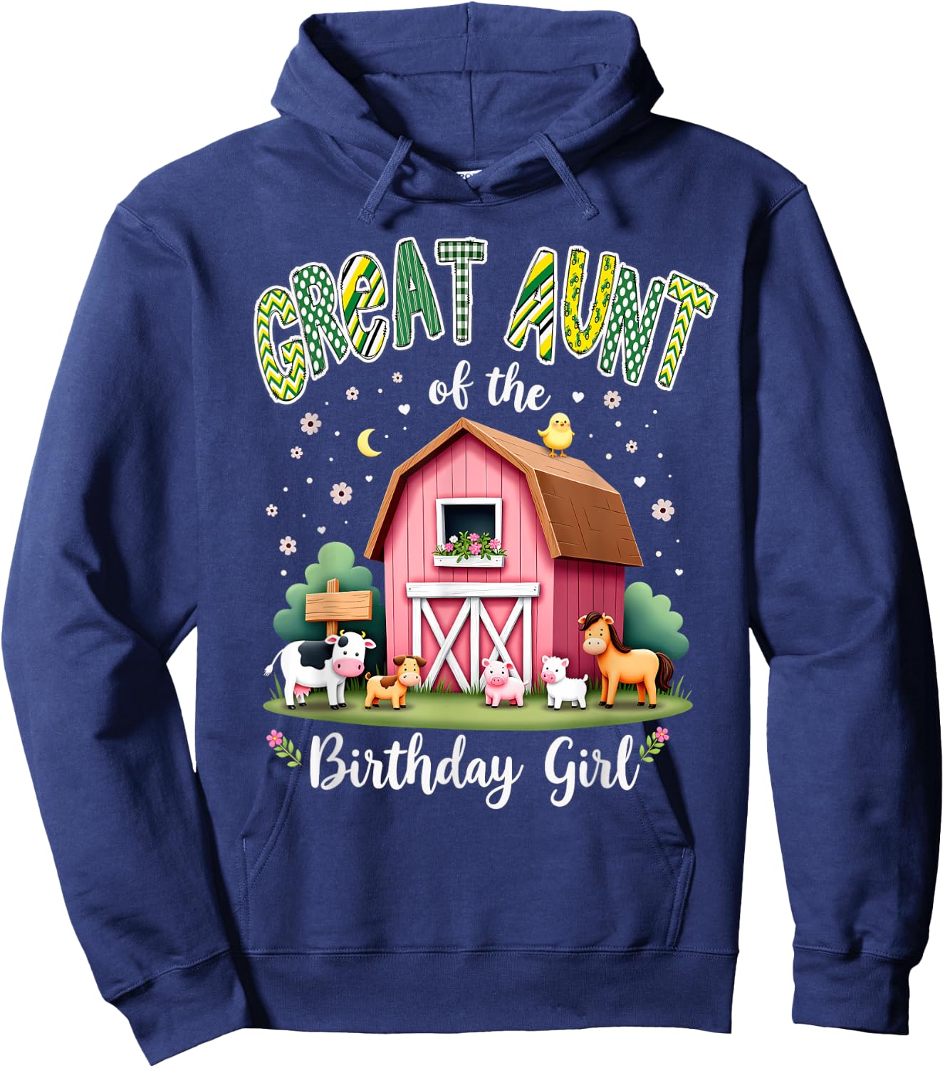 Barnyard Party Great Auntie Great Aunt Of The Birthday Girl Hoodie - Hoodie | Navy