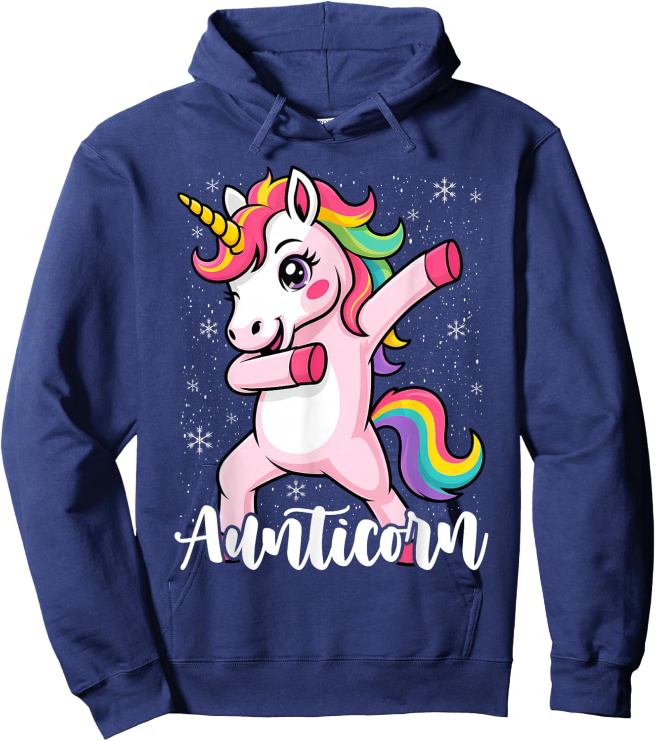 Aunticorn Aunty Dabbing Unicorn Auntie Aunt Christmas Hoodie - Hoodie | Navy