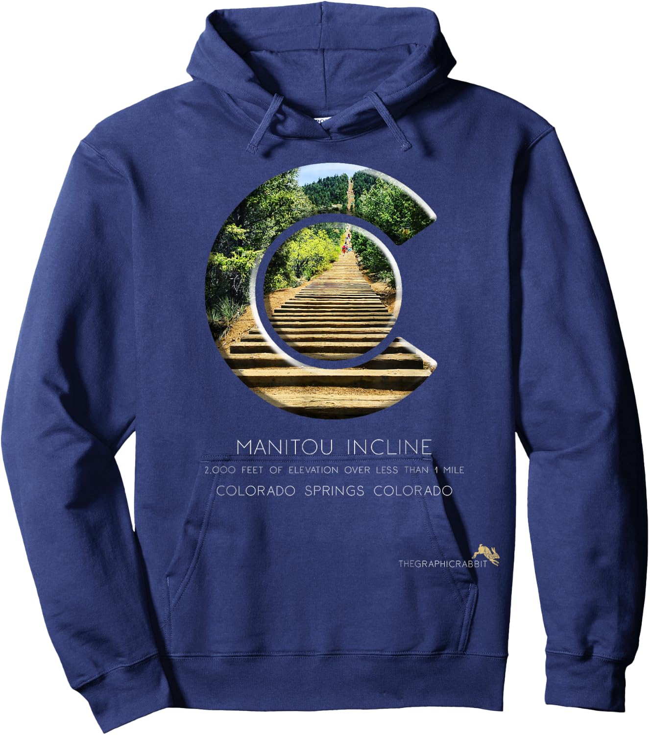 Colorado State Flag C Logo T Shirt - Manitou Incline Hoodie - Hoodie | Navy
