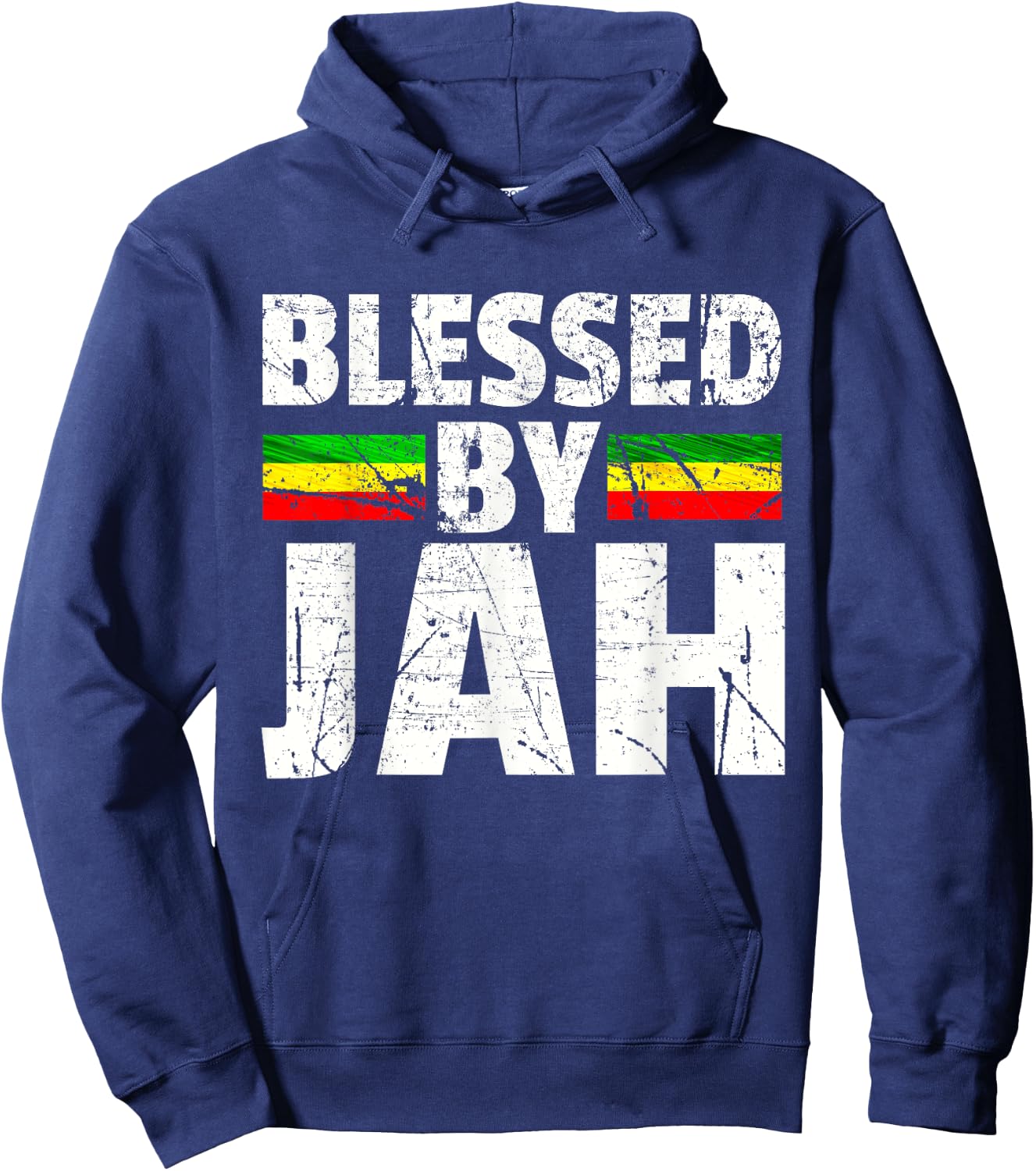 Blessed by Jah Rasta Reggae Gift Jah Bless Hoodie - Hoodie | Navy