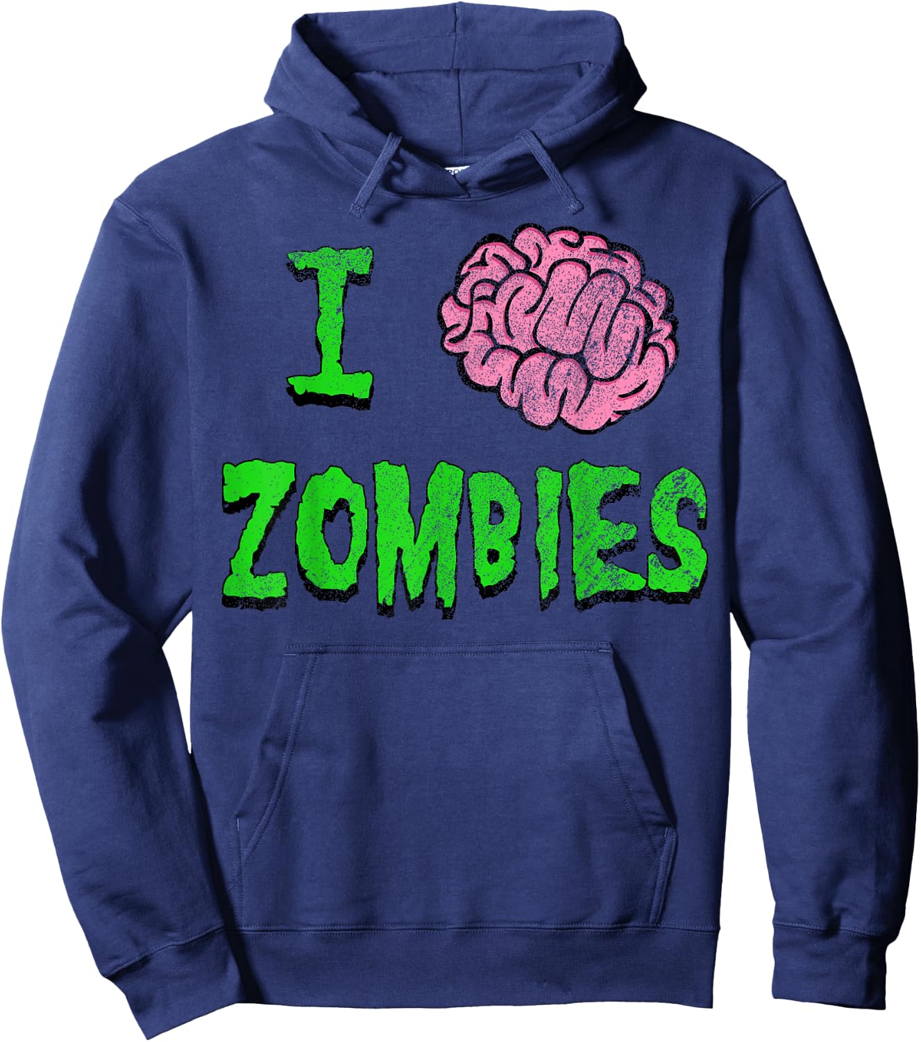 I Heart Zombies - I Brain Zombies Shirt - Distressed Grunge Hoodie - Hoodie | Navy