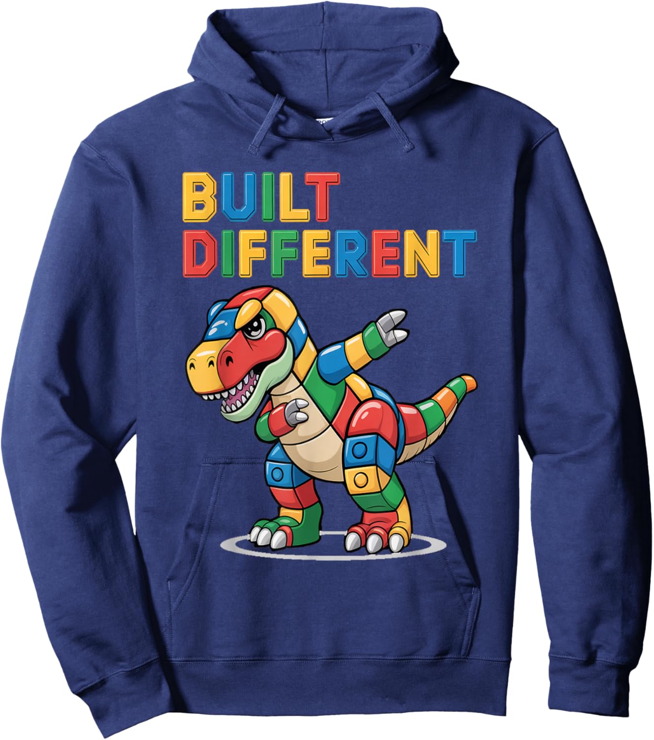 Funny Building Bricks Dinosaur Meme Funny Motivational Dino Hoodie - Hoodie | Navy