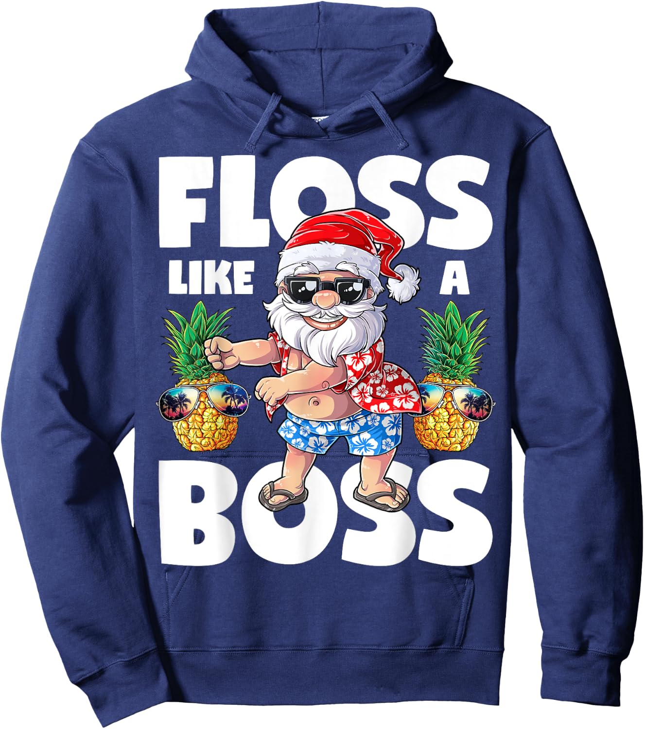 Santa Floss Like A Boss T shirt Christmas boys Flossing Xmas Hoodie - Hoodie | Navy