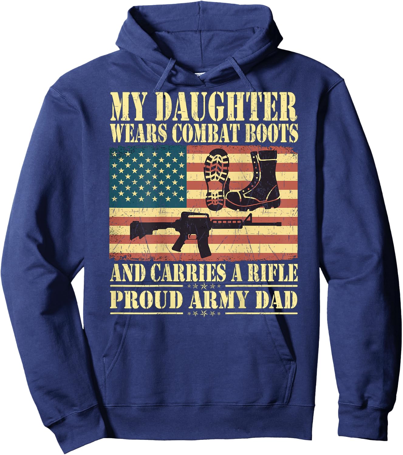 My Daughter Wears Combat Boots - Proud Army Dad Father Gift Hoodie - Hoodie | Navy