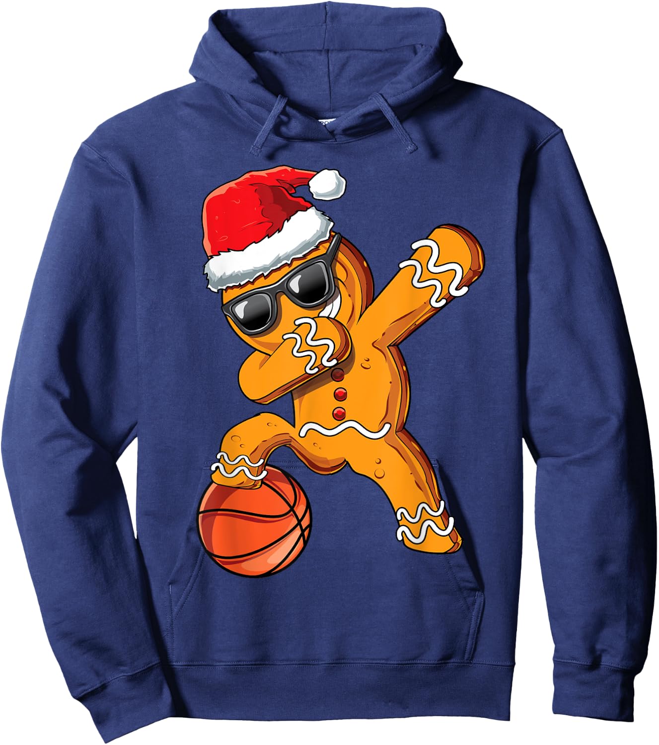 Christmas Dabbing Gingerbread Man Dab Cool Basketball Gift Hoodie - Hoodie | Navy