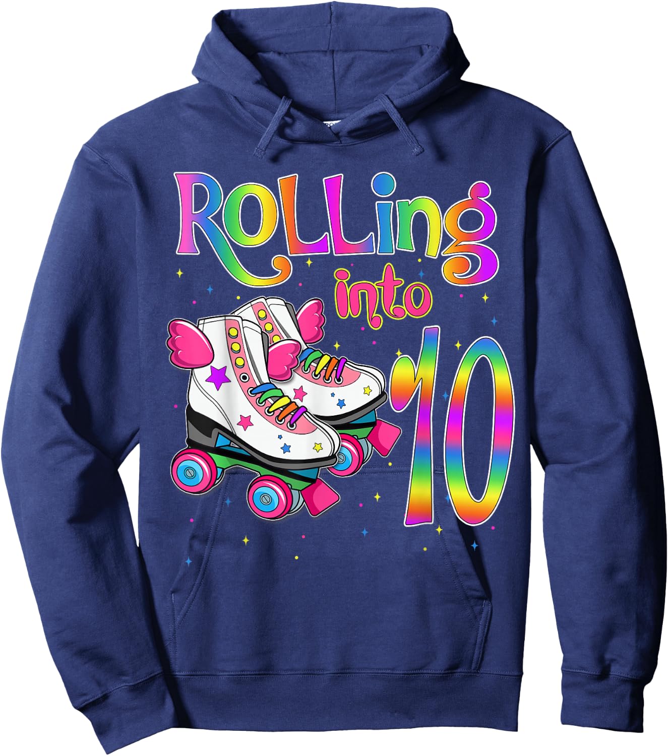 Rolling Into 10 years Lets Roll I'm Turning 10 Roller Skate Hoodie - Hoodie | Navy