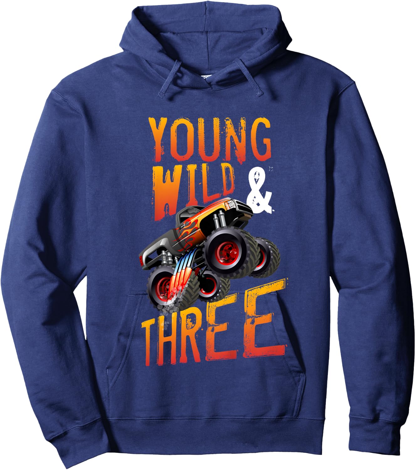 3rd Birthday Boy Monster Truck Rule JAM Three Years Hoodie - Hoodie | Navy