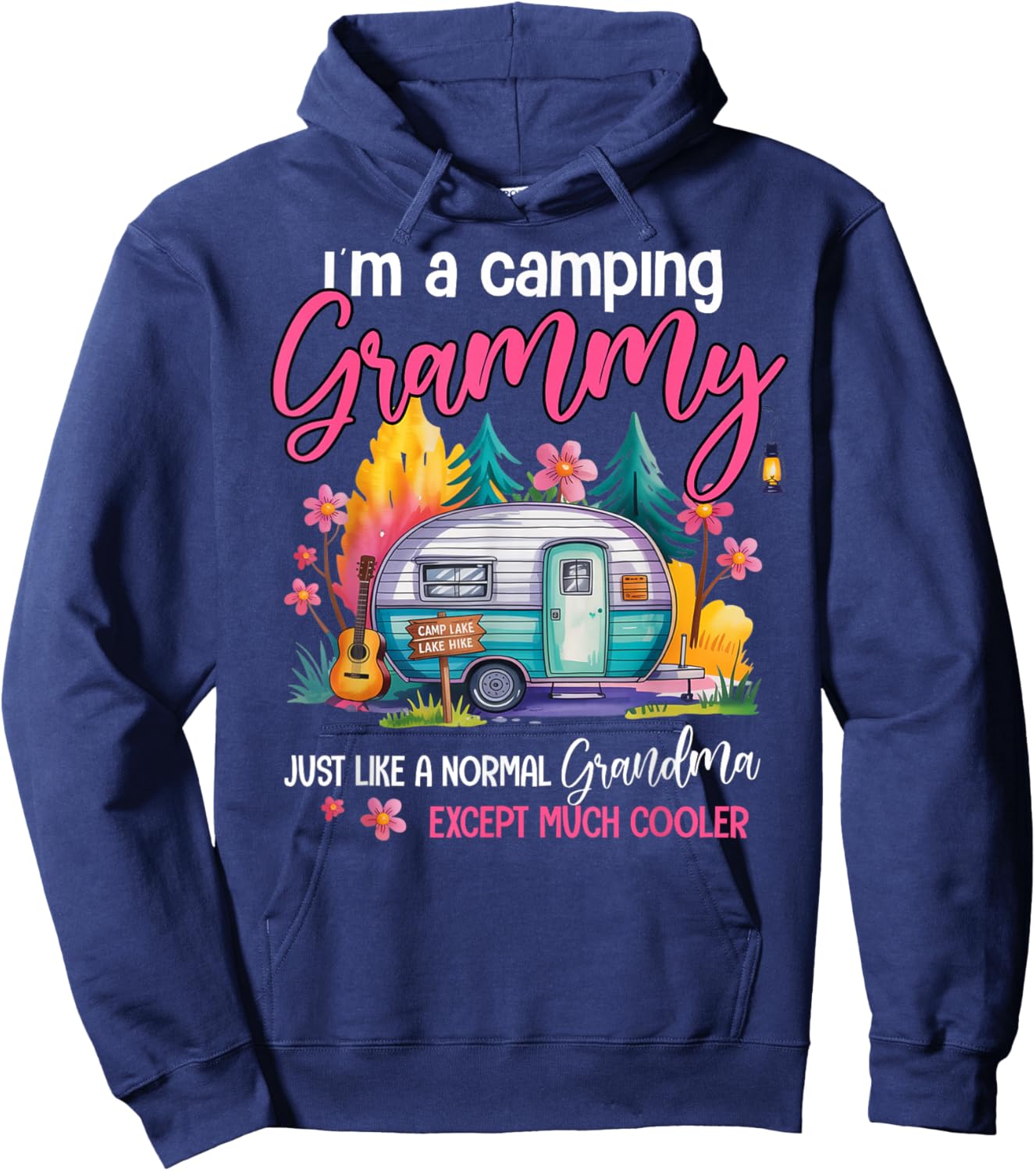 Funny I'm A Camping Grammy Camper Campfire Camping Grandma Hoodie - Hoodie | Navy