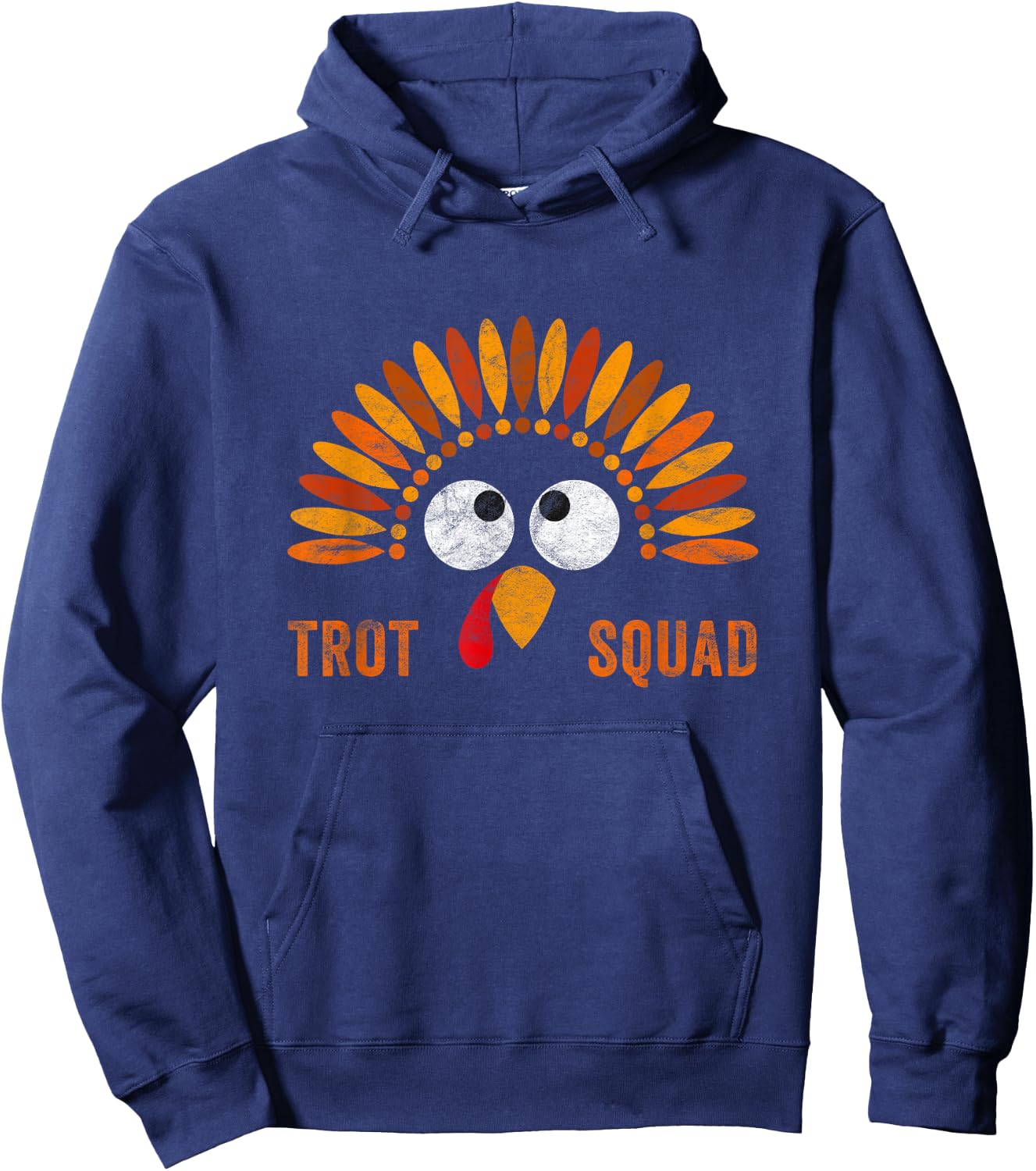 Funny Trot Squad Costume Thanksgiving Running Trukey Trot Hoodie - Hoodie | Navy