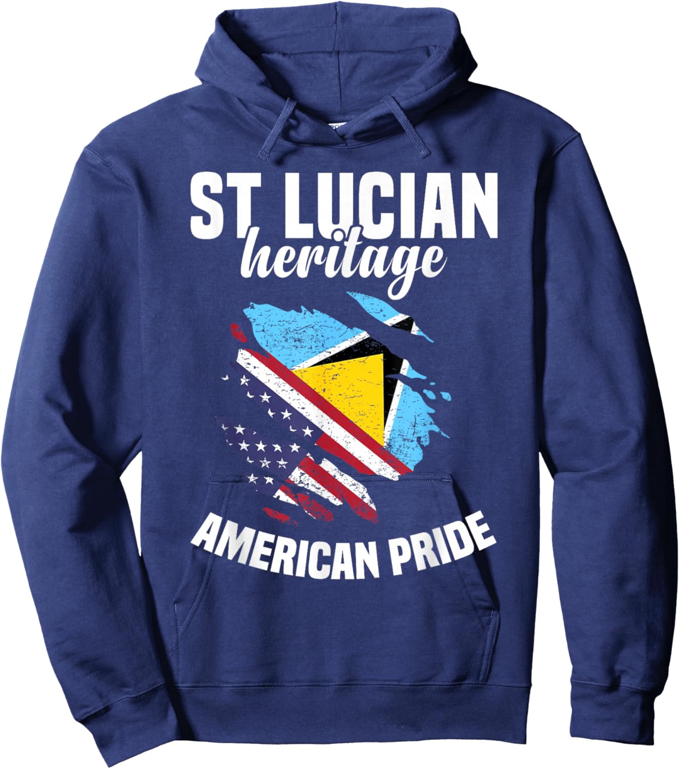 St Lucia Flag Outfit American Flags US Uniform St Lucian Hoodie - Hoodie | Navy