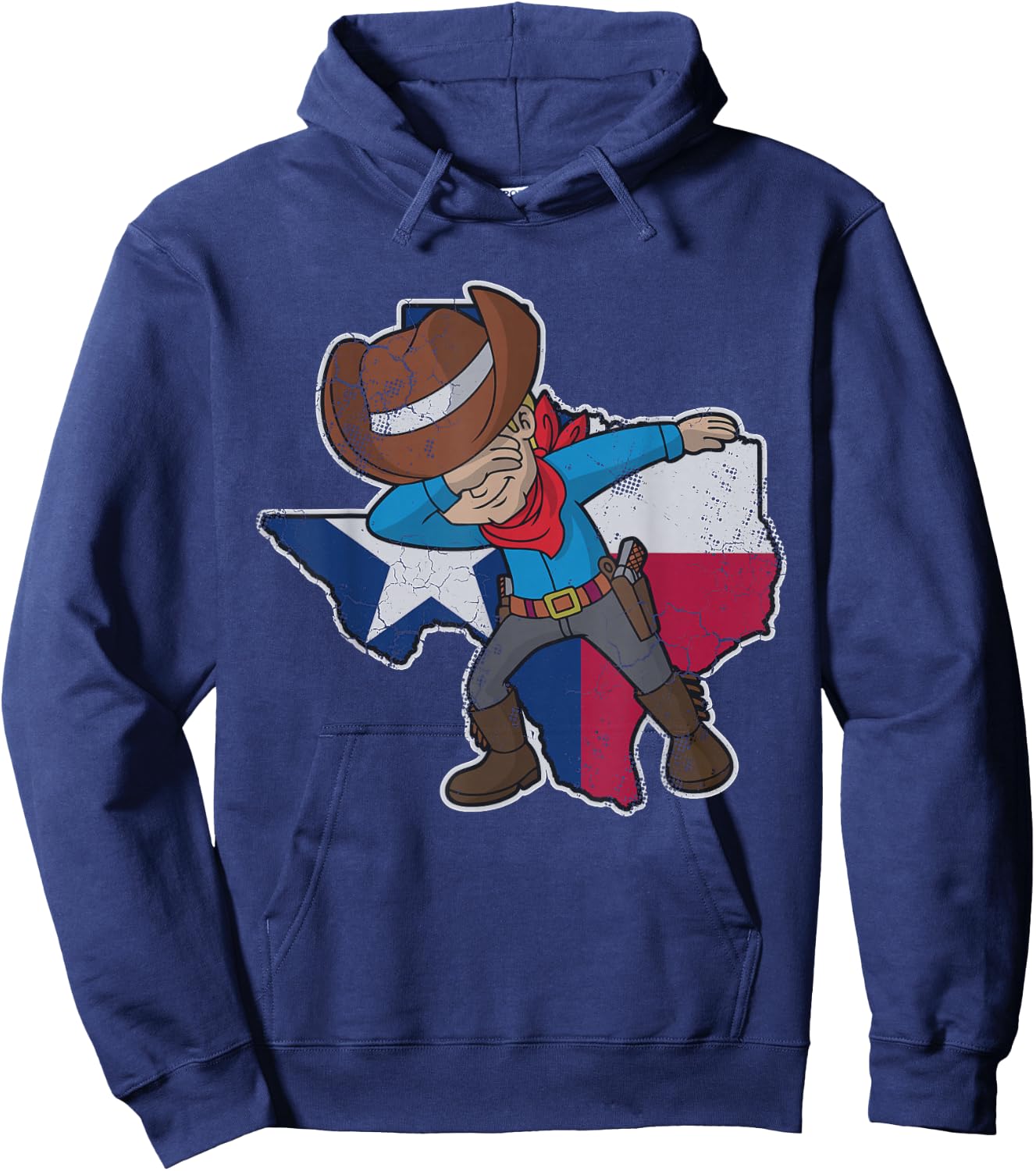 Dabbing Cowboy Texas Texan Flag Map Vintage Distressed Fade Small Hoodie - Hoodie | Navy