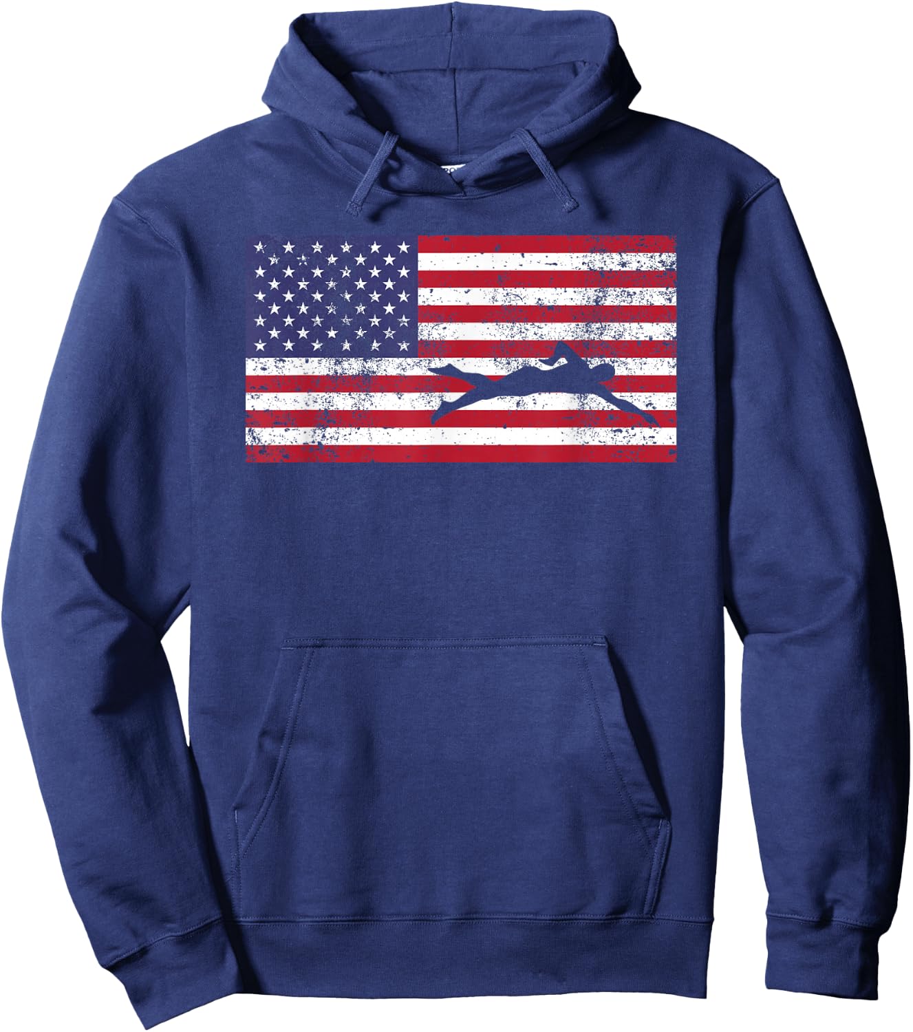 American Flag Swim Swimmer Swimming 4TH OF JULY Gift Hoodie - Hoodie | Navy