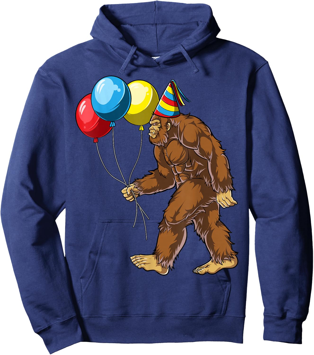 Bigfoot It's My Birthday Party Hat Balloons Boys Sasquatch Hoodie - Hoodie | Navy