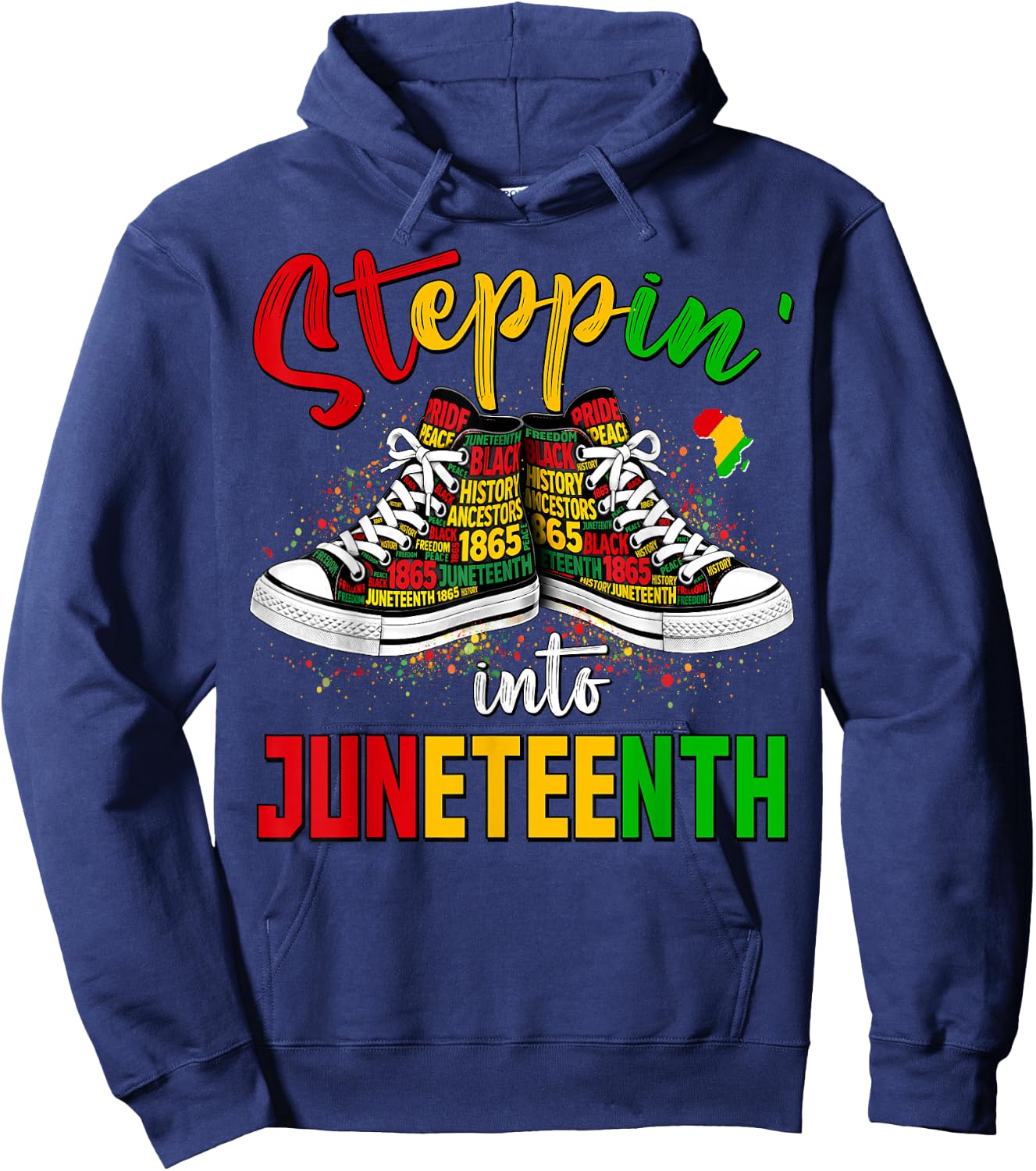 Stepping Into Juneteenth Afro Black Girls Sneakers Men Women Hoodie - Hoodie | Navy