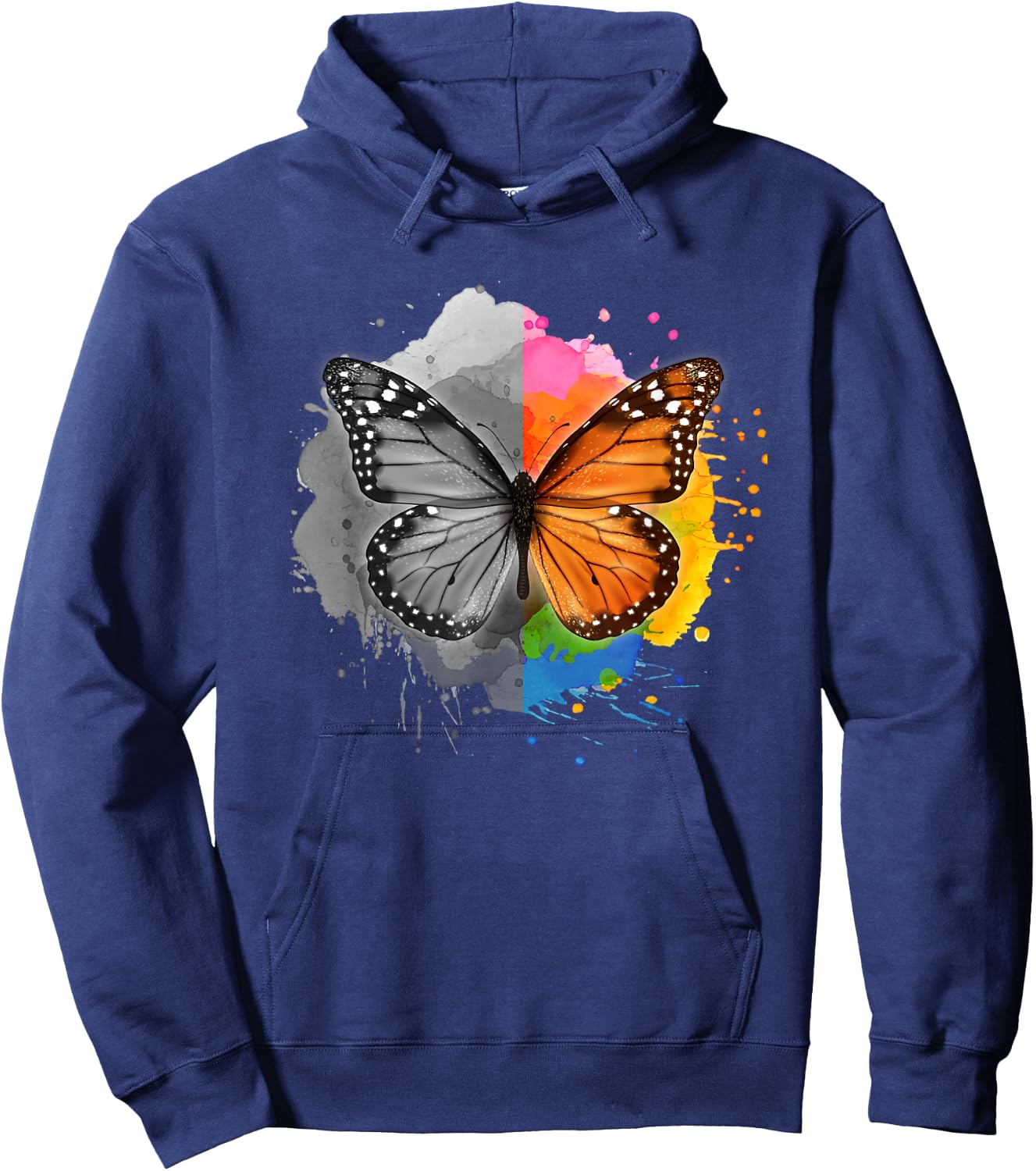 Milkweed Monarch Butterfly Bipolar Disorder Support Hoodie - Hoodie | Navy