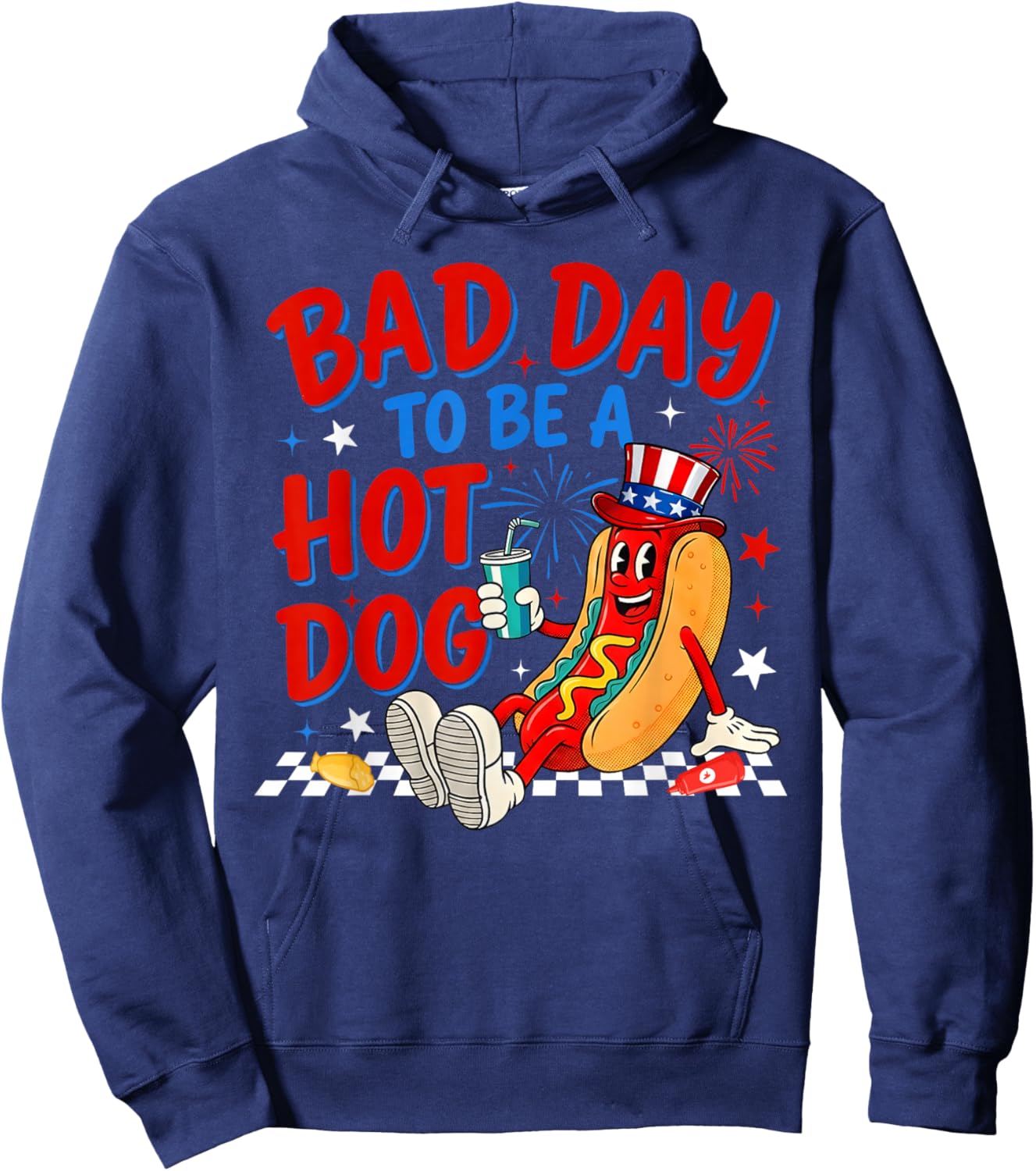 Funny Fourth of July Bad Day to Be A Hot Dog Men Women Kid Hoodie - Hoodie | Navy