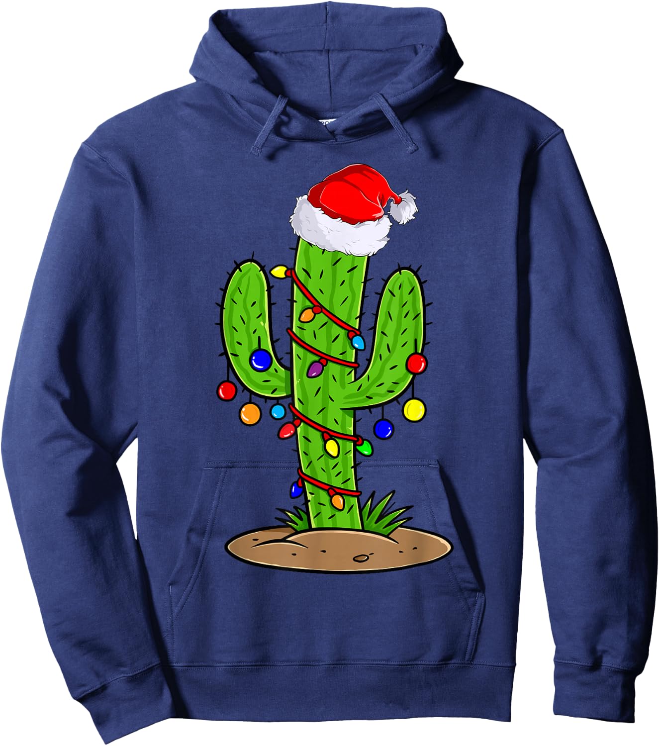 Cactus Christmas Lights Funny Christmas Gift Hoodie - Hoodie | Navy