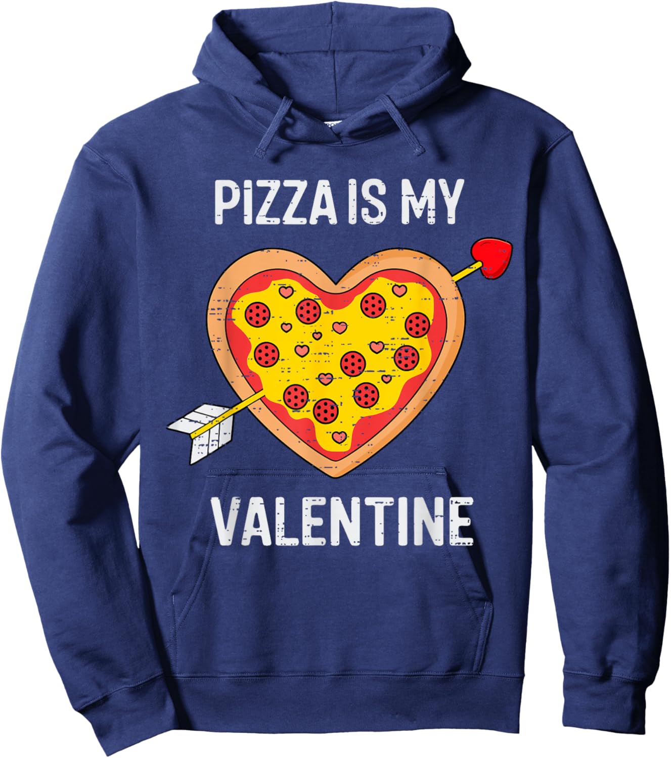 Pizza Is My Valentine Funny Valentines Day Boys Girls Kids Hoodie - Hoodie | Navy