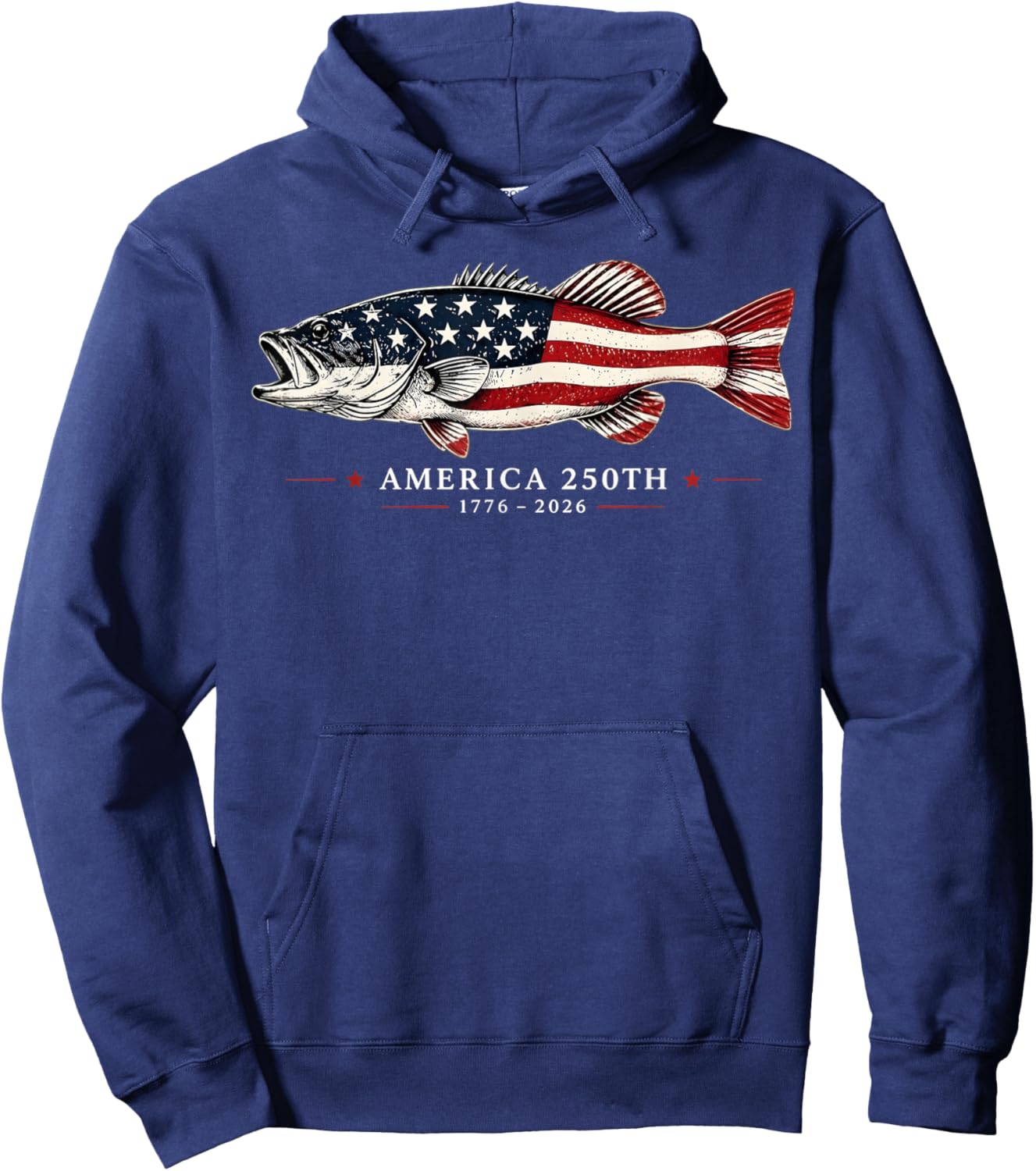 250 Years America 1776 2026 Fishing USA Flag 250th Birthday Hoodie - Hoodie | Navy