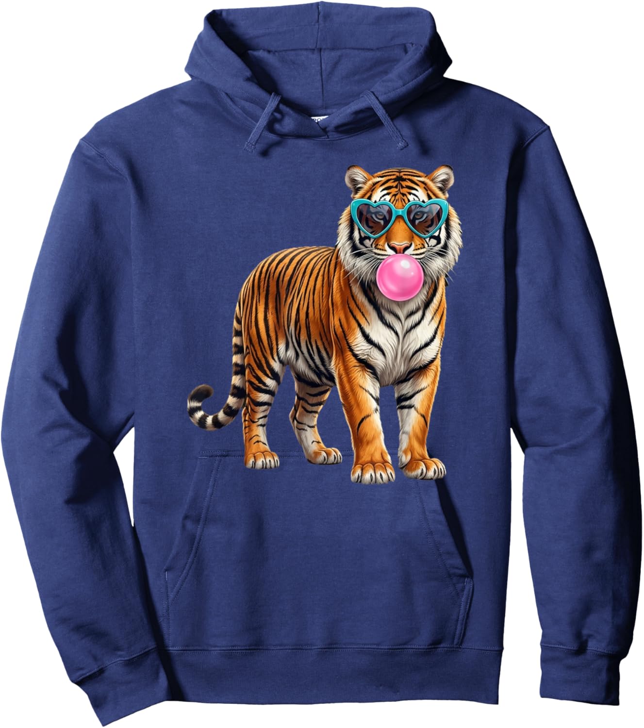 Preppy Animal Tiger Bubblegum Hoodie - Hoodie | Navy