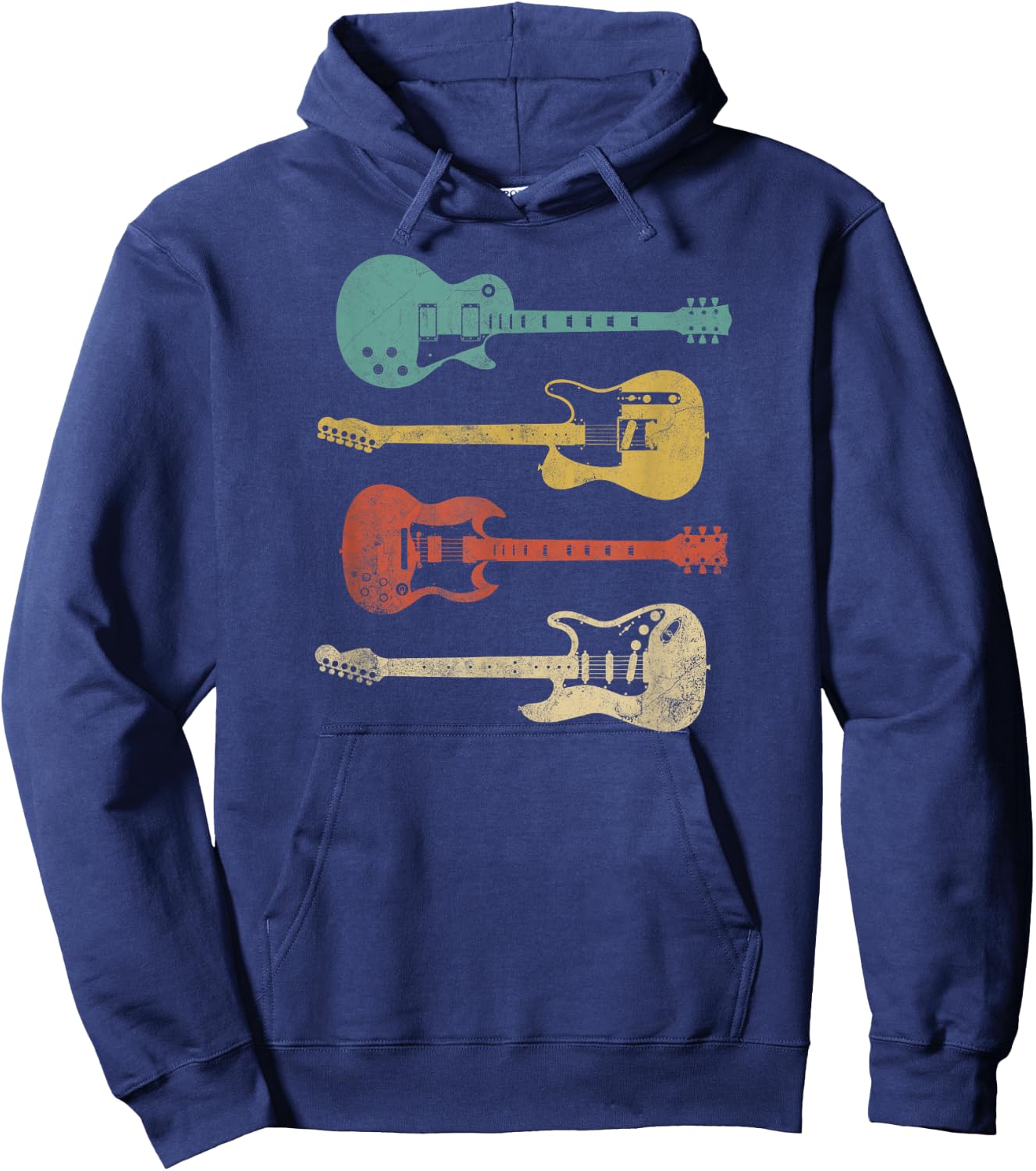 Vintage Music Apparel for Guitarists & Rock Fans Retro Electric Guitars - -Adults, Black, Small Hoodie - Hoodie | Navy