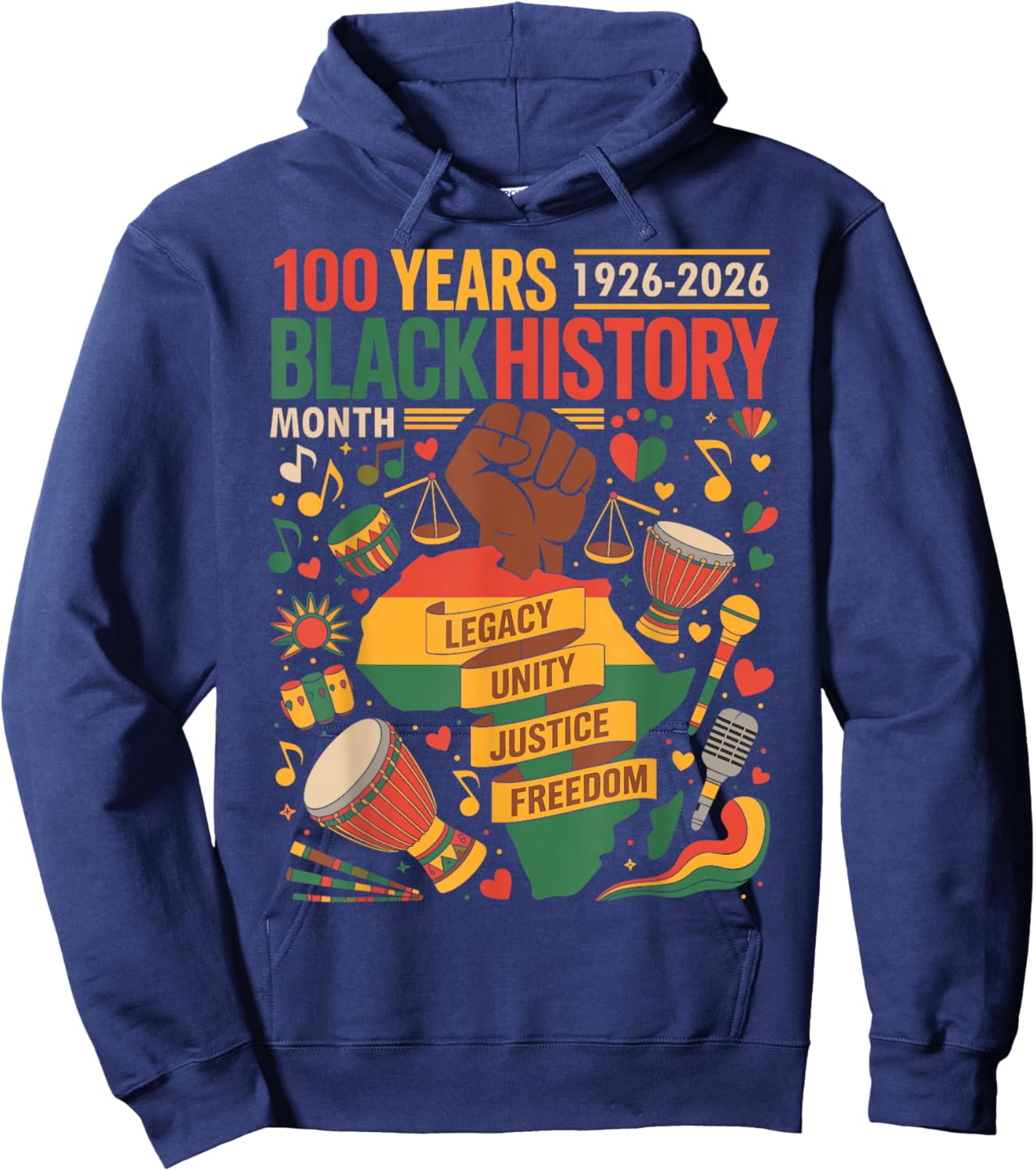 100 Years Black History Centennial Black History Month Hoodie - Hoodie | Navy