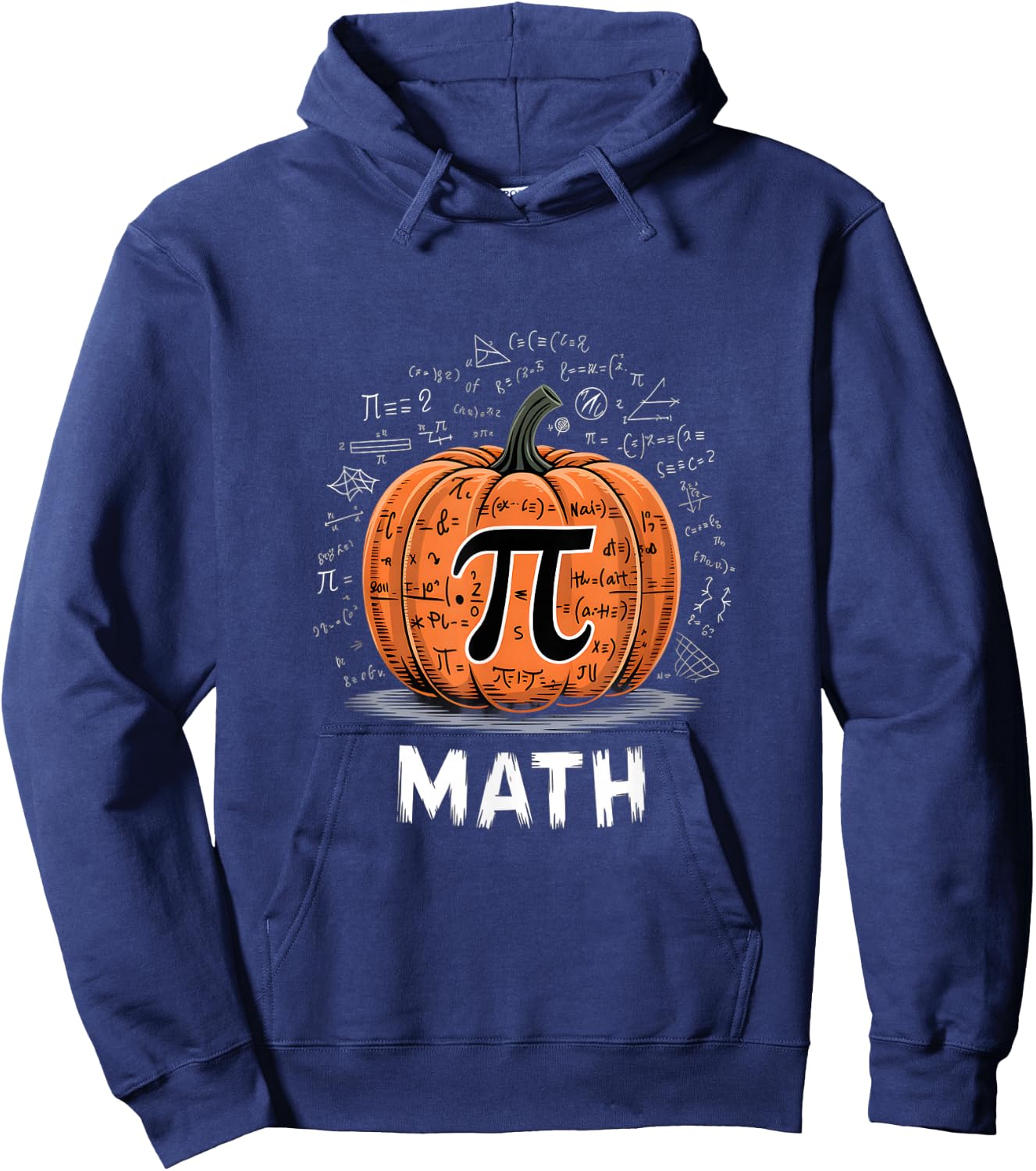 Funny Math Is Scary Pumpkin Pi Mathematics Halloween Pun Hoodie - Hoodie | Navy
