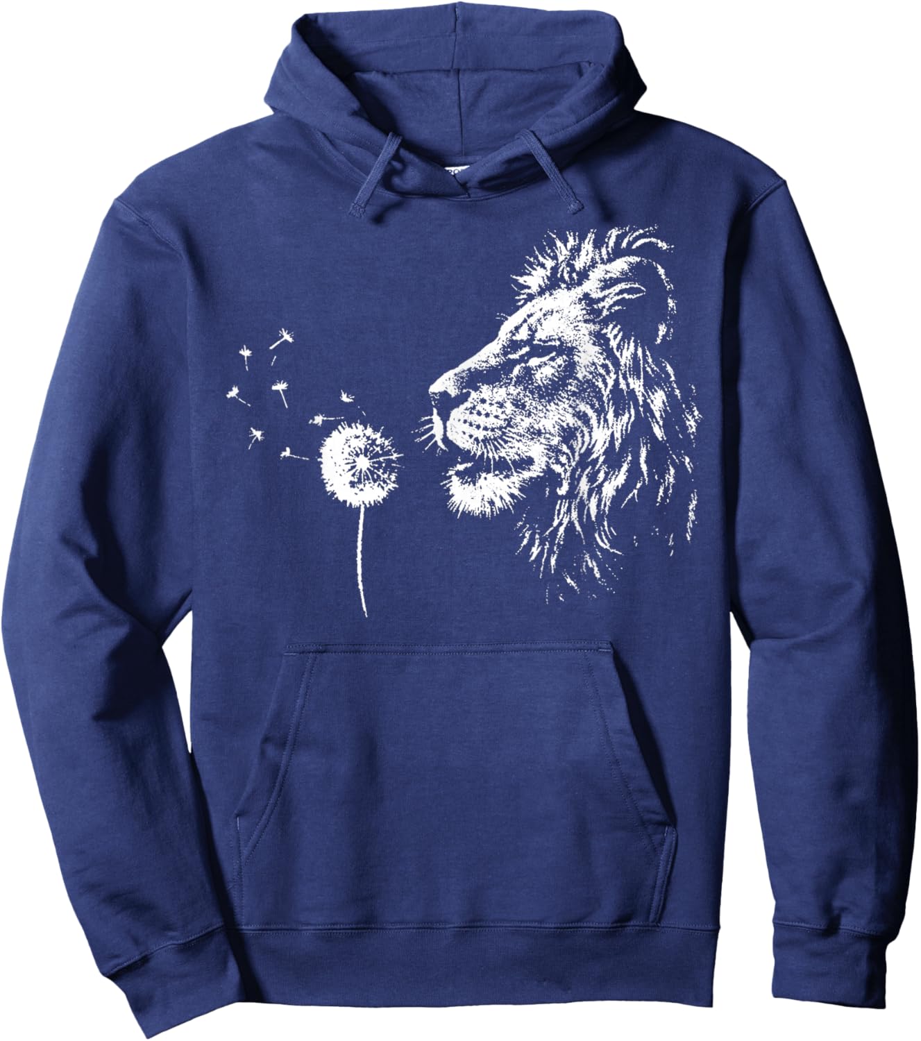Retro Blowing Wishes Lion Blowing Dandelion Animal Leo Lion Hoodie - Hoodie | Navy