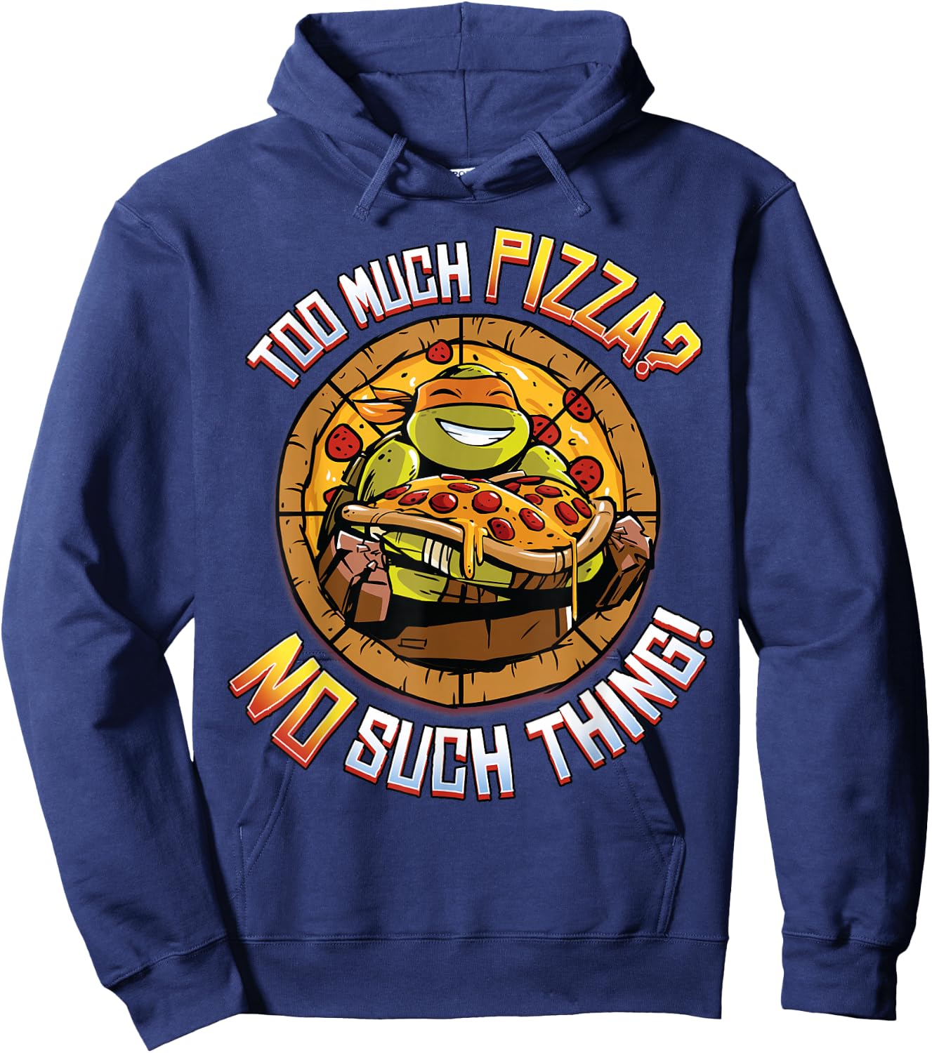 Teenage Mutant Ninja Turtles Too Much Pizza Humorous Hoodie - Hoodie | Navy