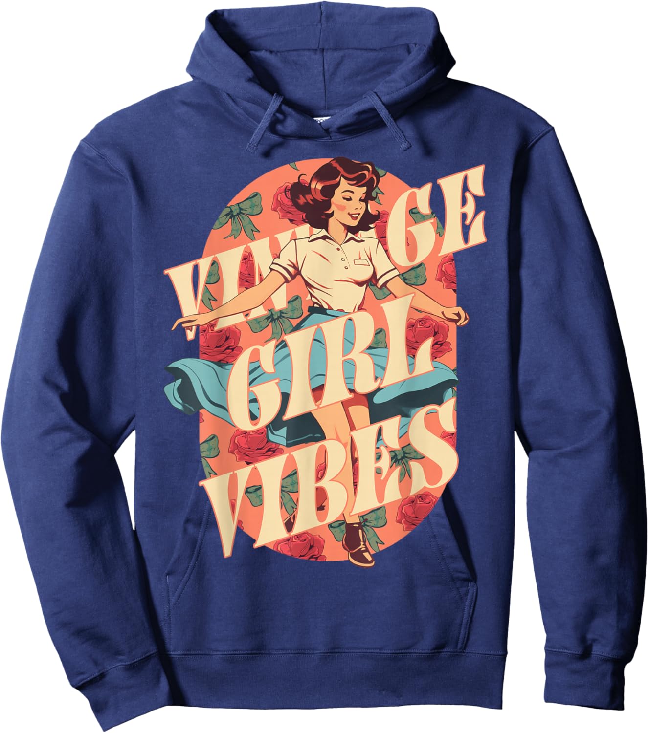Girlhood Childhood Memory Throwback Innocent 80s 90s Girls Hoodie - Hoodie | Navy