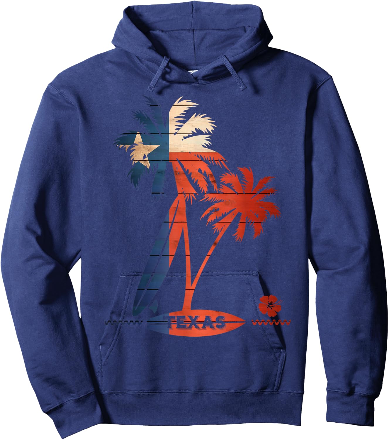 Surf Texas Palm Tree and Surfboard Shirt Hoodie - Hoodie | Navy